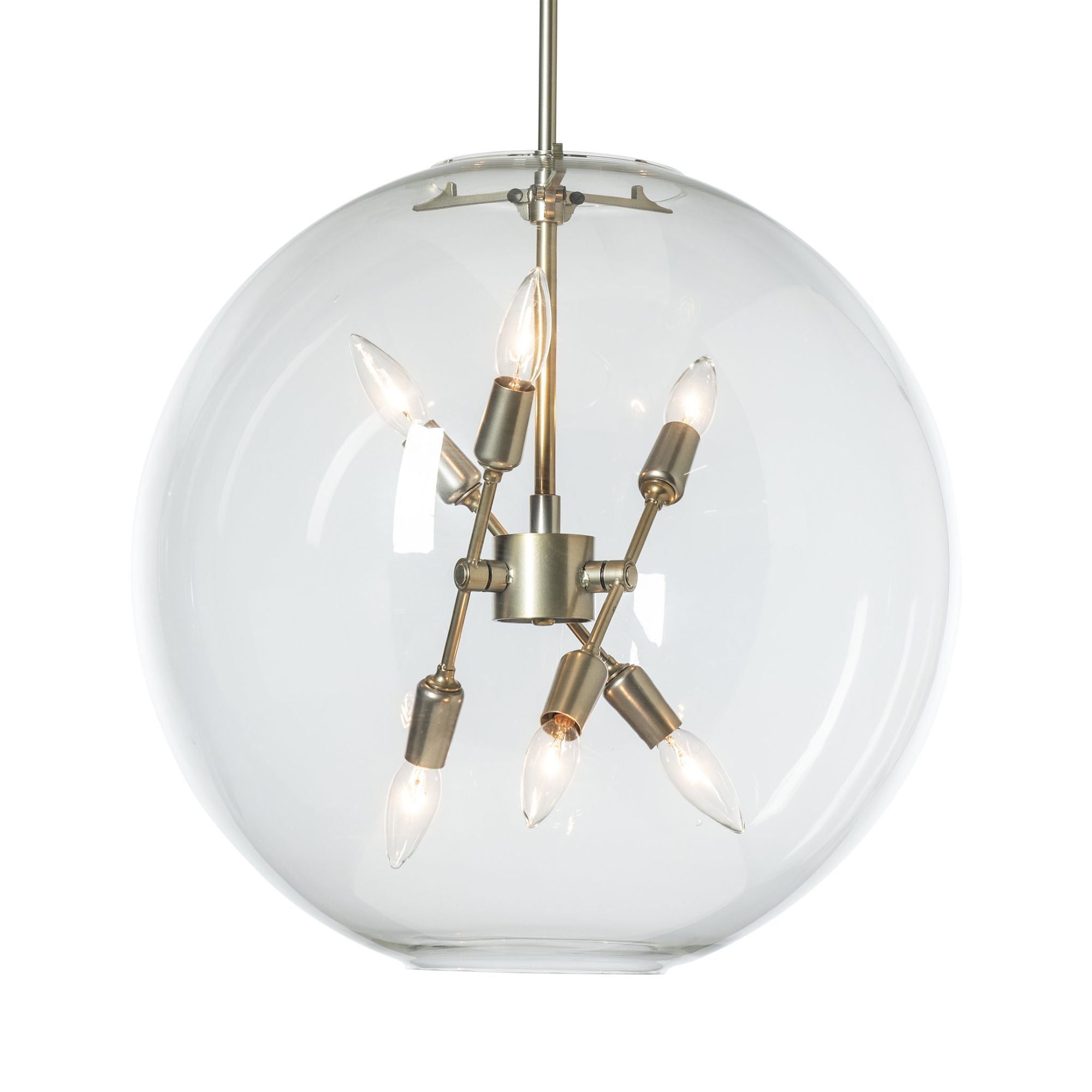 Sfera 6-Light Pendant 6-Light Clear Glass (ZM) in Modern Brass