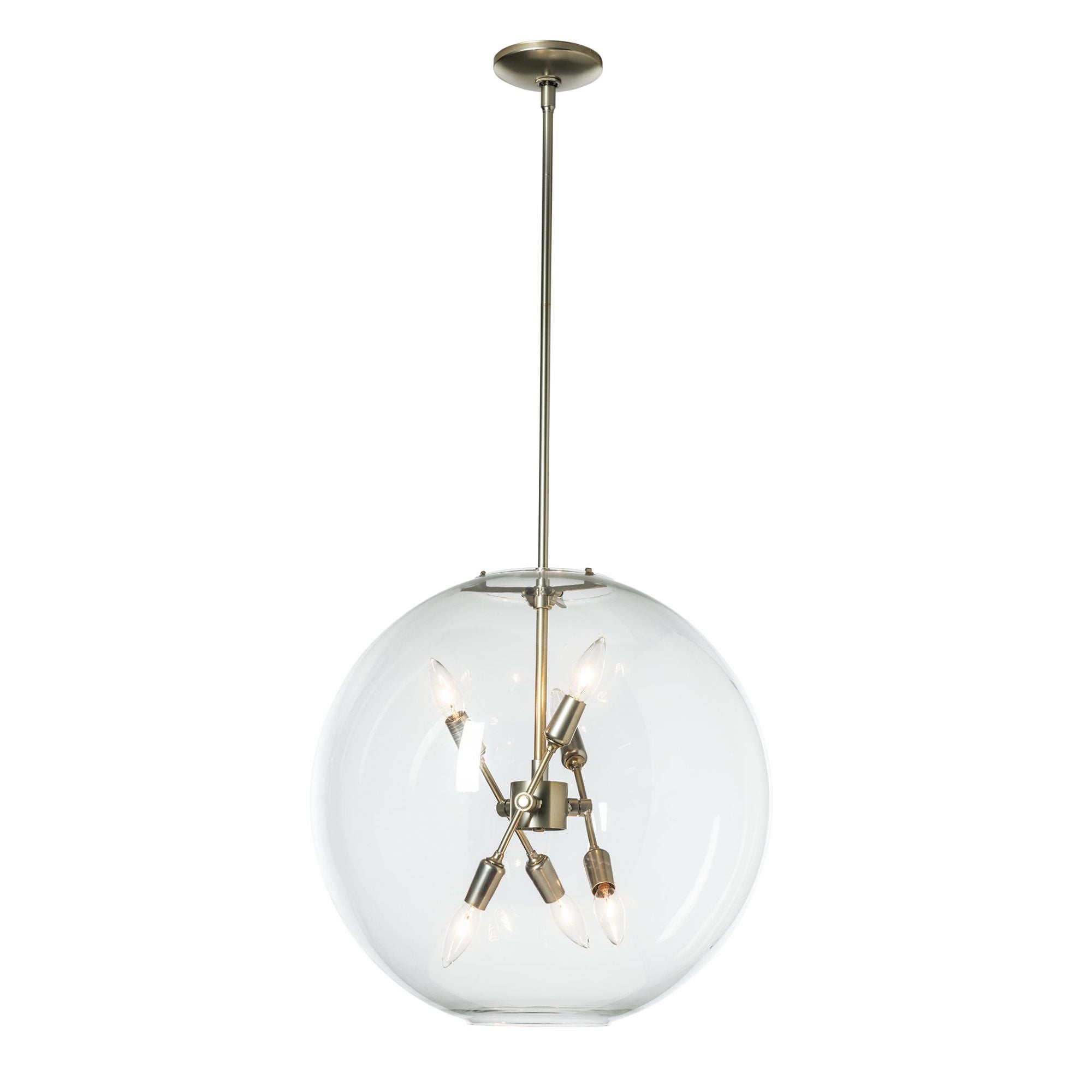 Sfera 6-Light Pendant 6-Light Clear Glass (ZM) in Modern Brass