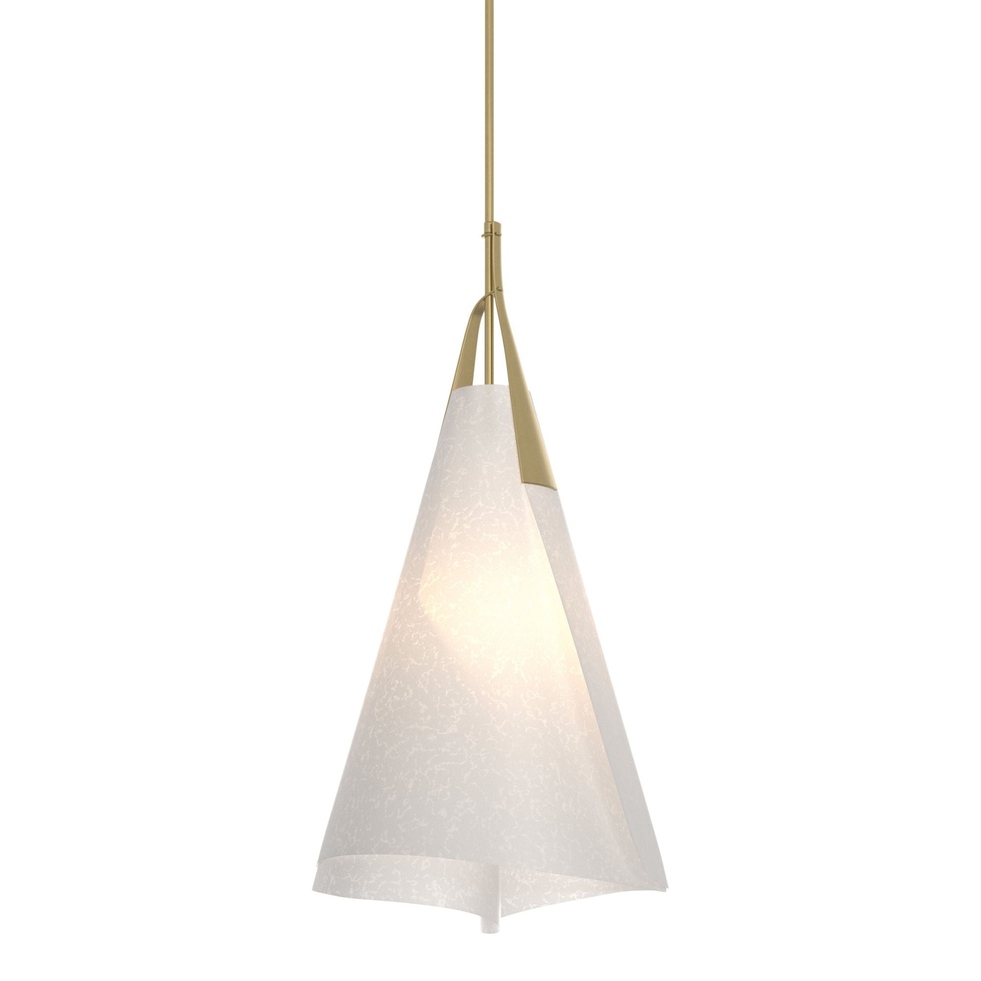 Mobius Tall Pendant 1-Light Spun Frost (SH) in Modern Brass