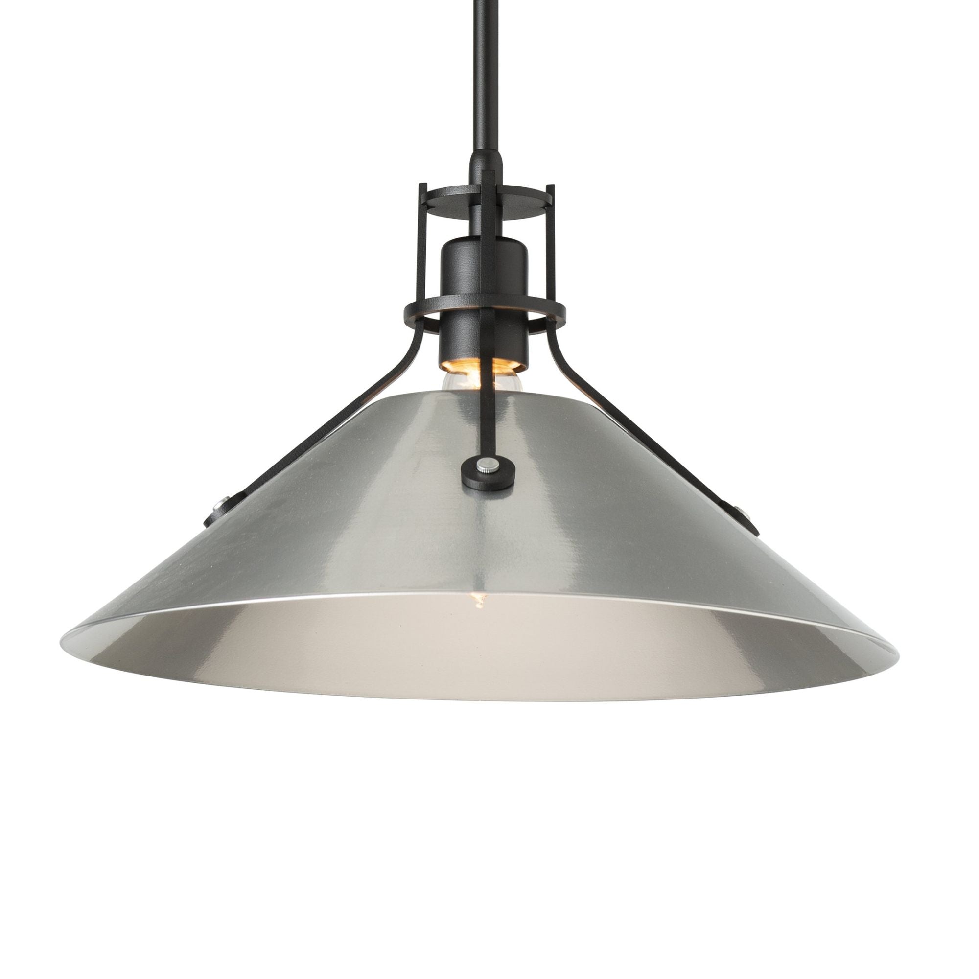 Henry Medium Steel Shade Pendant 1-Light Sterling Accent in Black