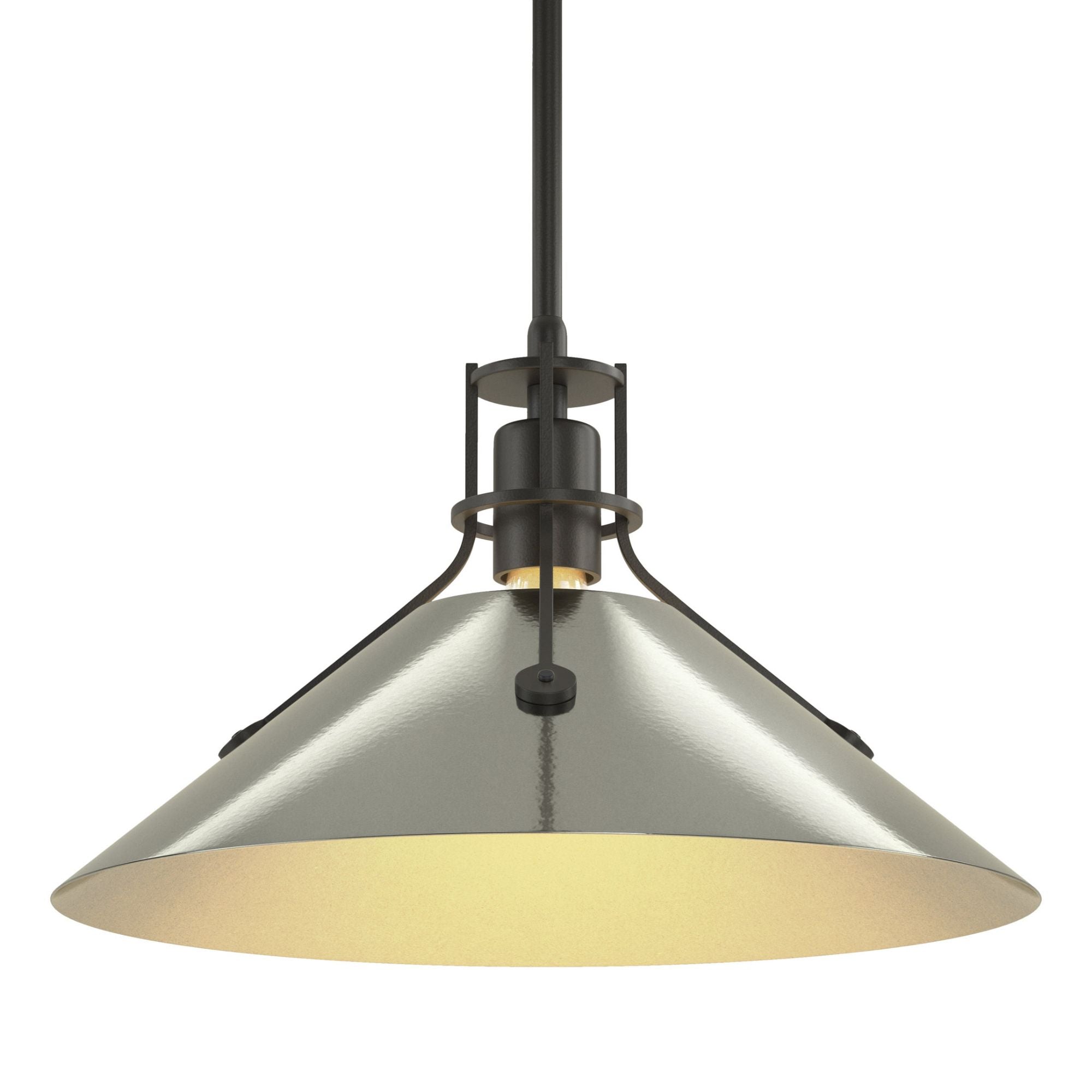 Henry Medium Steel Shade Pendant 1-Light Sterling Accent in Black