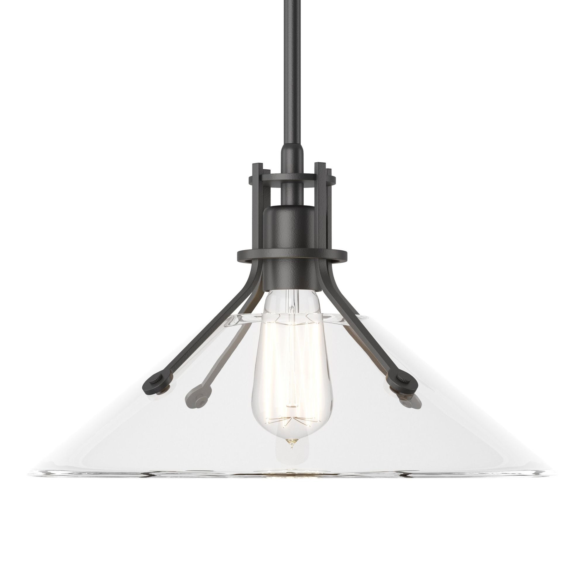 Henry Medium Clear Glass Shade Pendant 1-Light Clear Glass (ZM) in Black