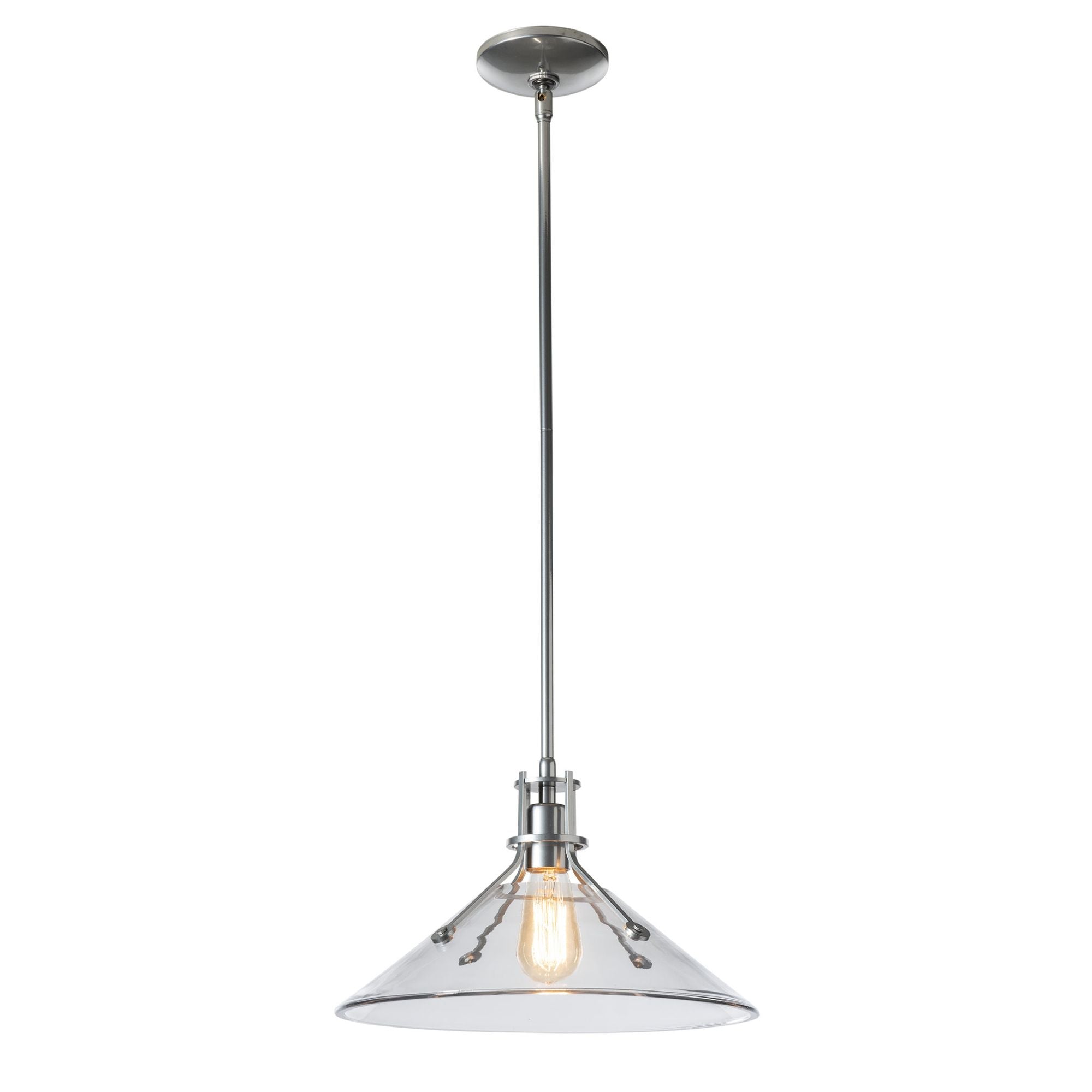 Henry Medium Clear Glass Shade Pendant 1-Light Clear Glass (ZM) in Sterling