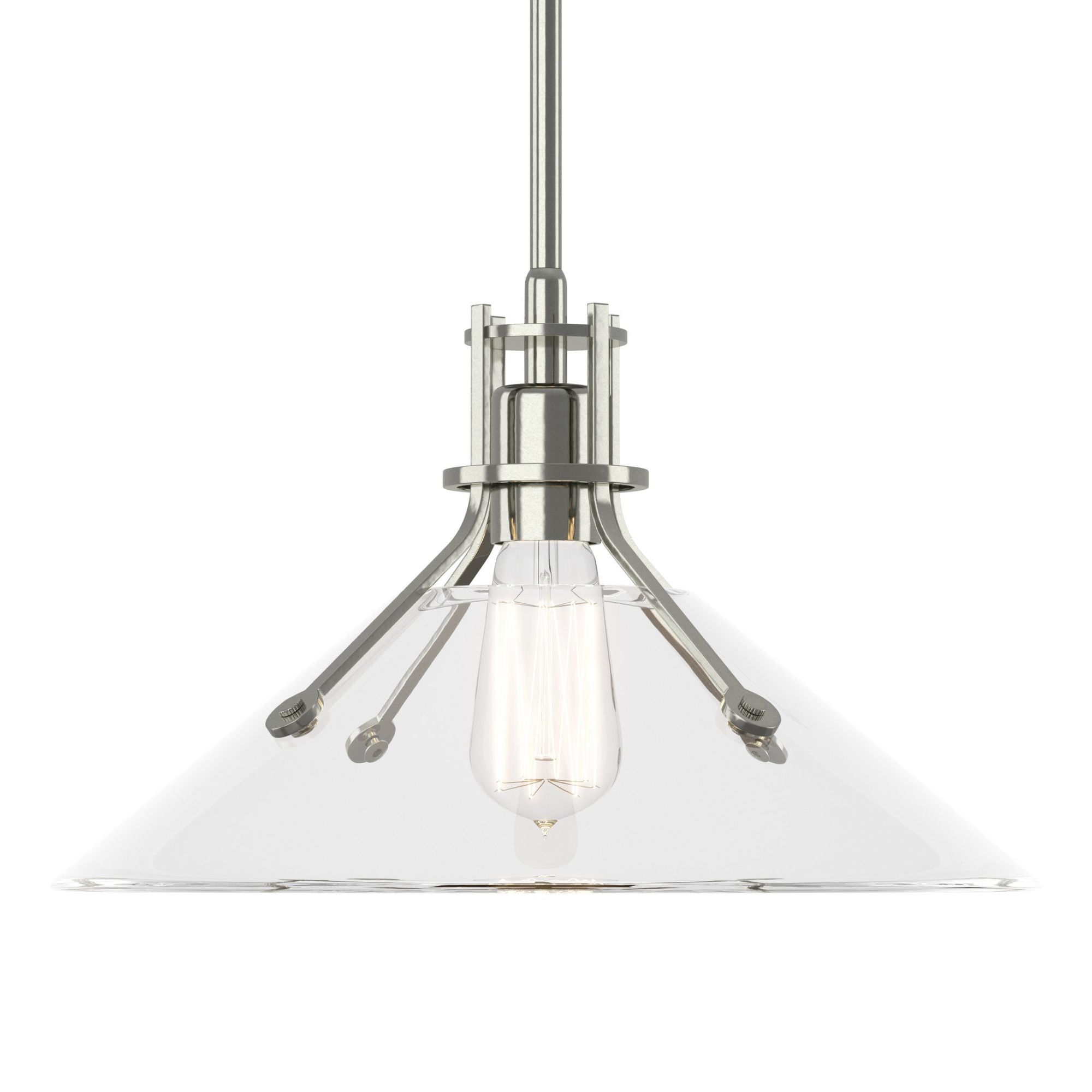 Henry Medium Clear Glass Shade Pendant 1-Light Clear Glass (ZM) in Sterling