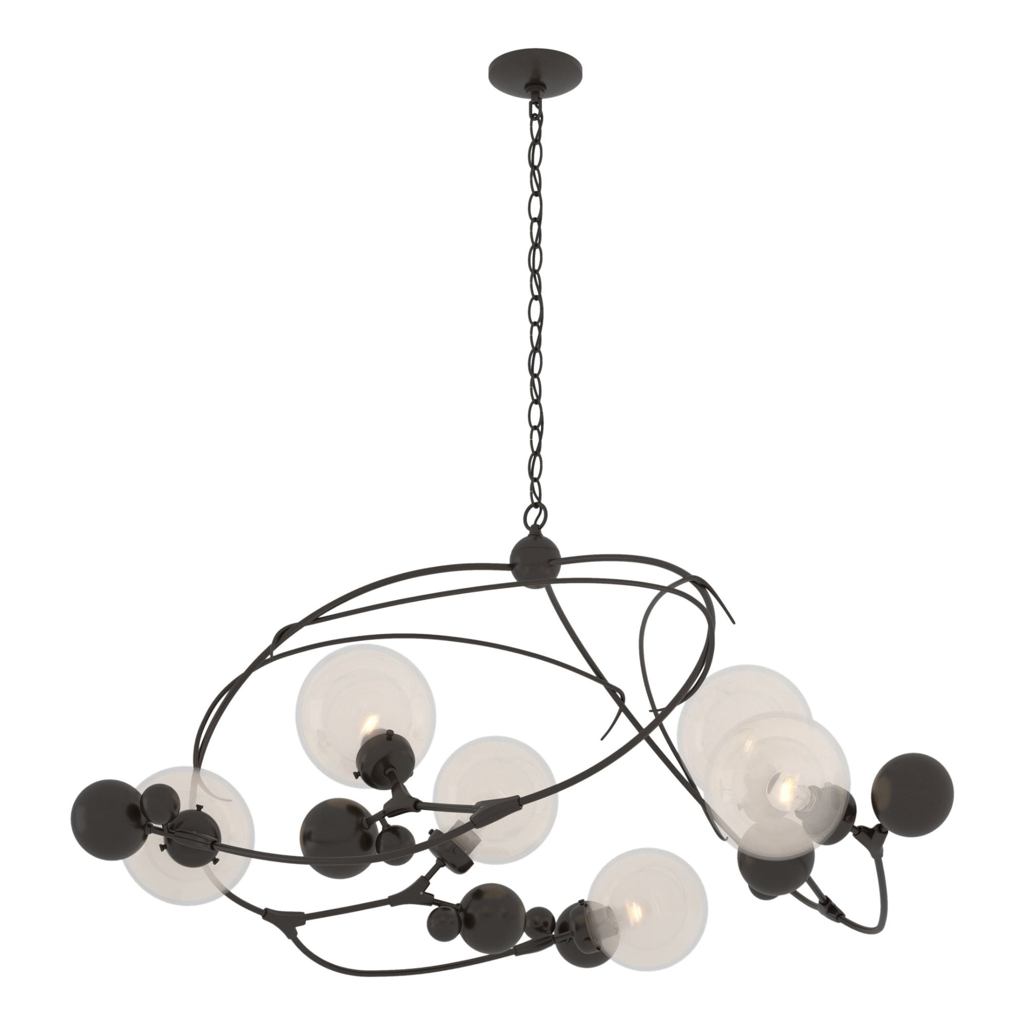 Sprig Circular Pendant 6-Light Opaline Glass (WF) in Oil Rubbed Bronze