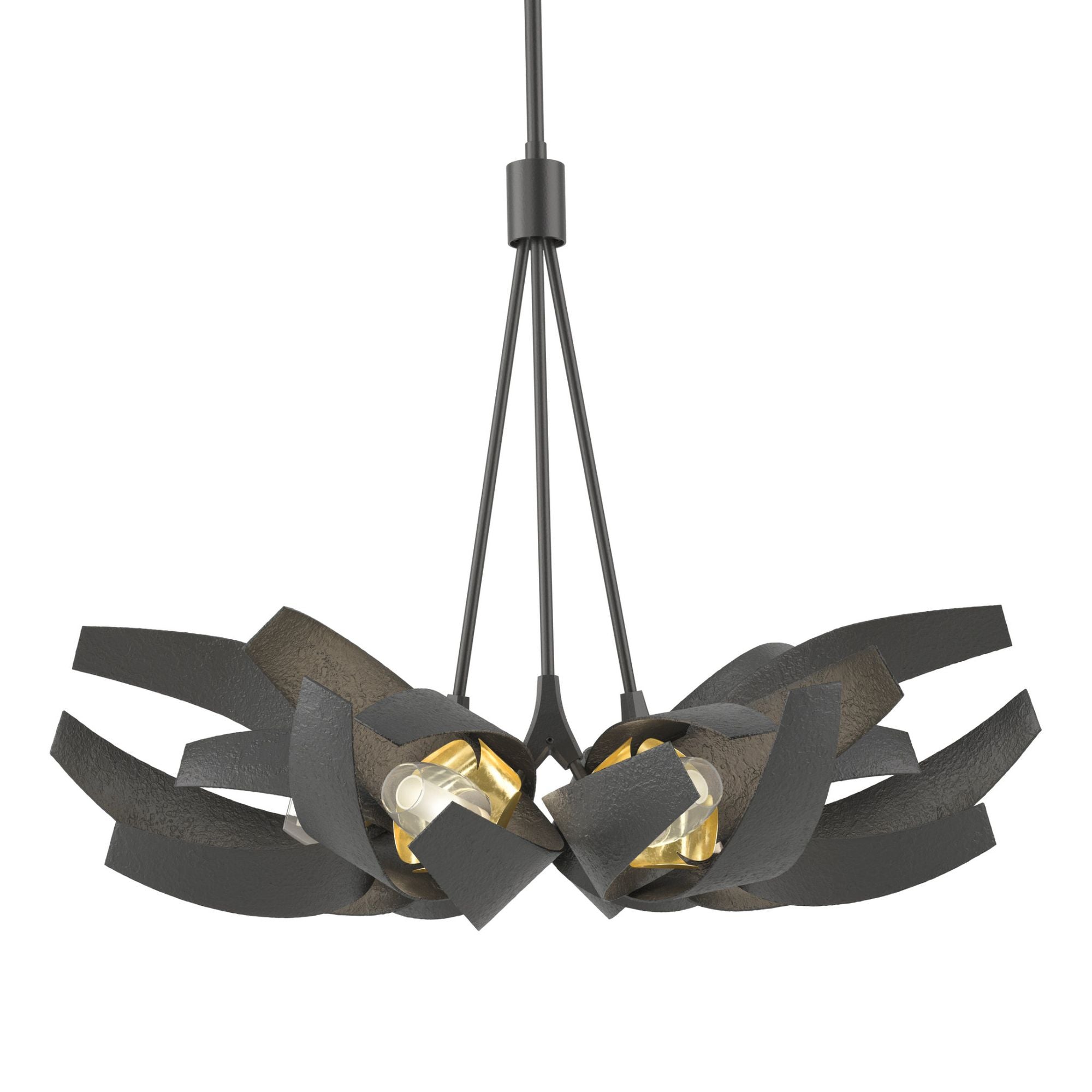 Corona Brass Accent Pendant 6-Light Brass Clear Glass with Frosted Diffuser (YE) in Black