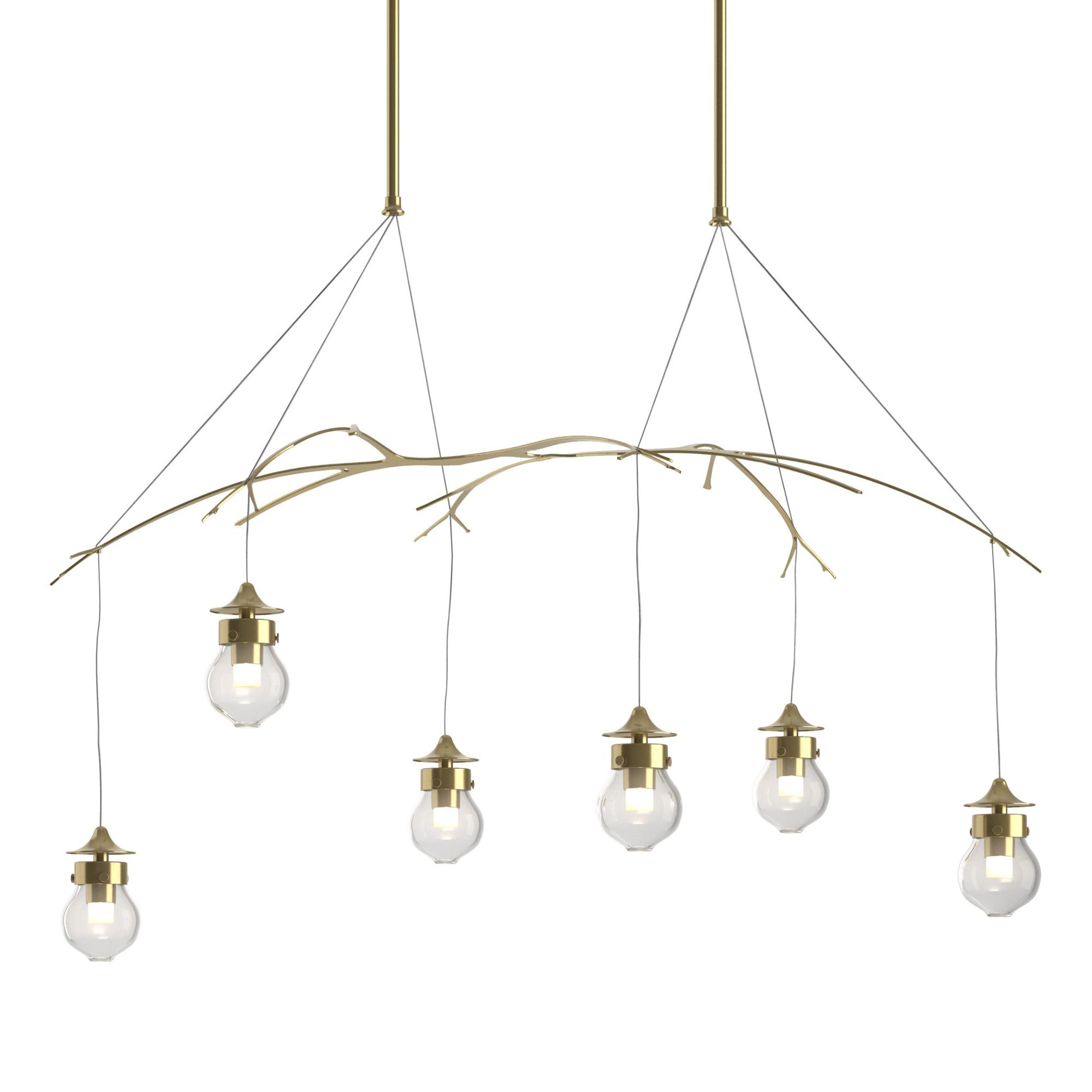 Kiwi Pendant 6-Light Clear Glass (ZM) in Modern Brass