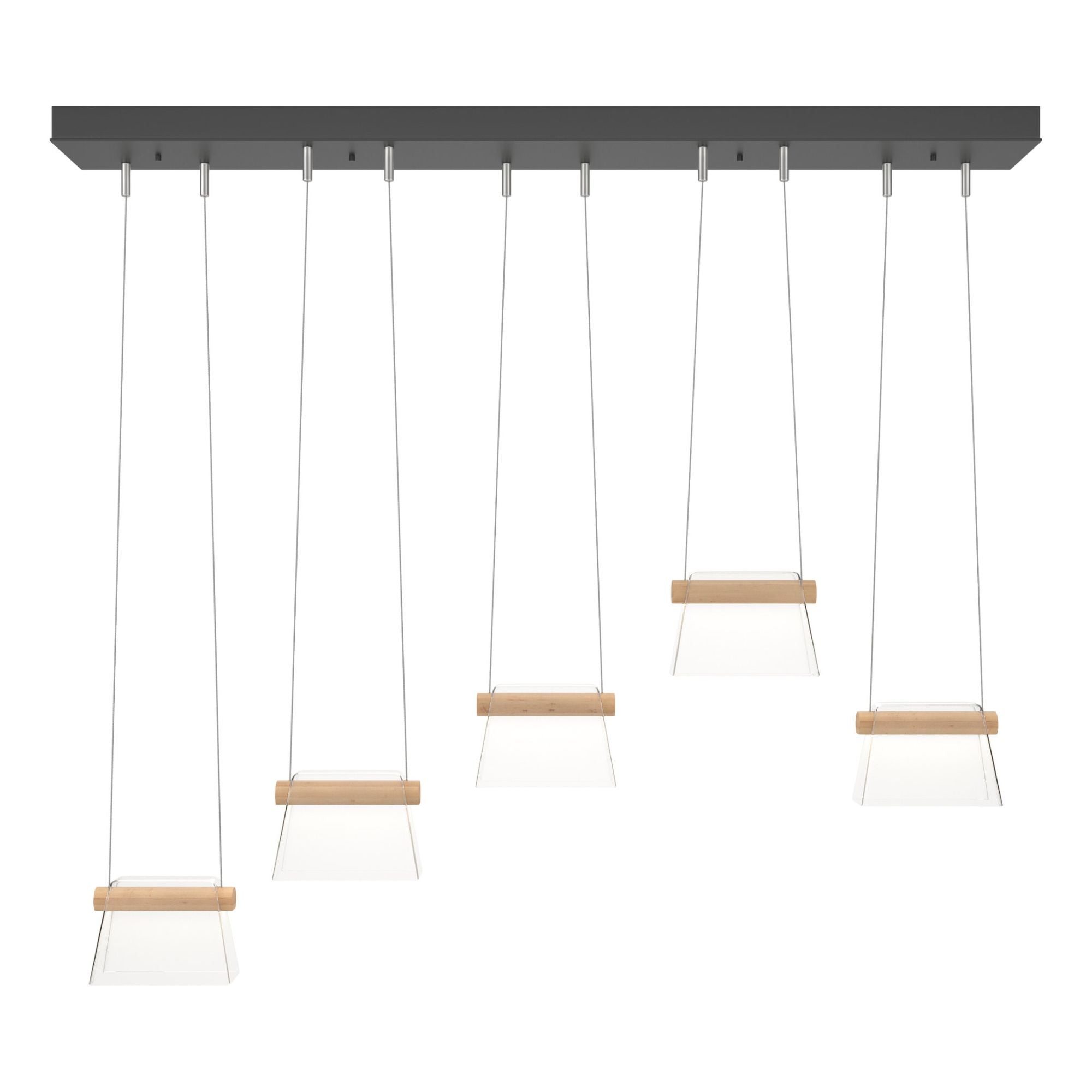 More Cowbell LED Pendant Maple Wood LED Clear Glass (ZM) in Black