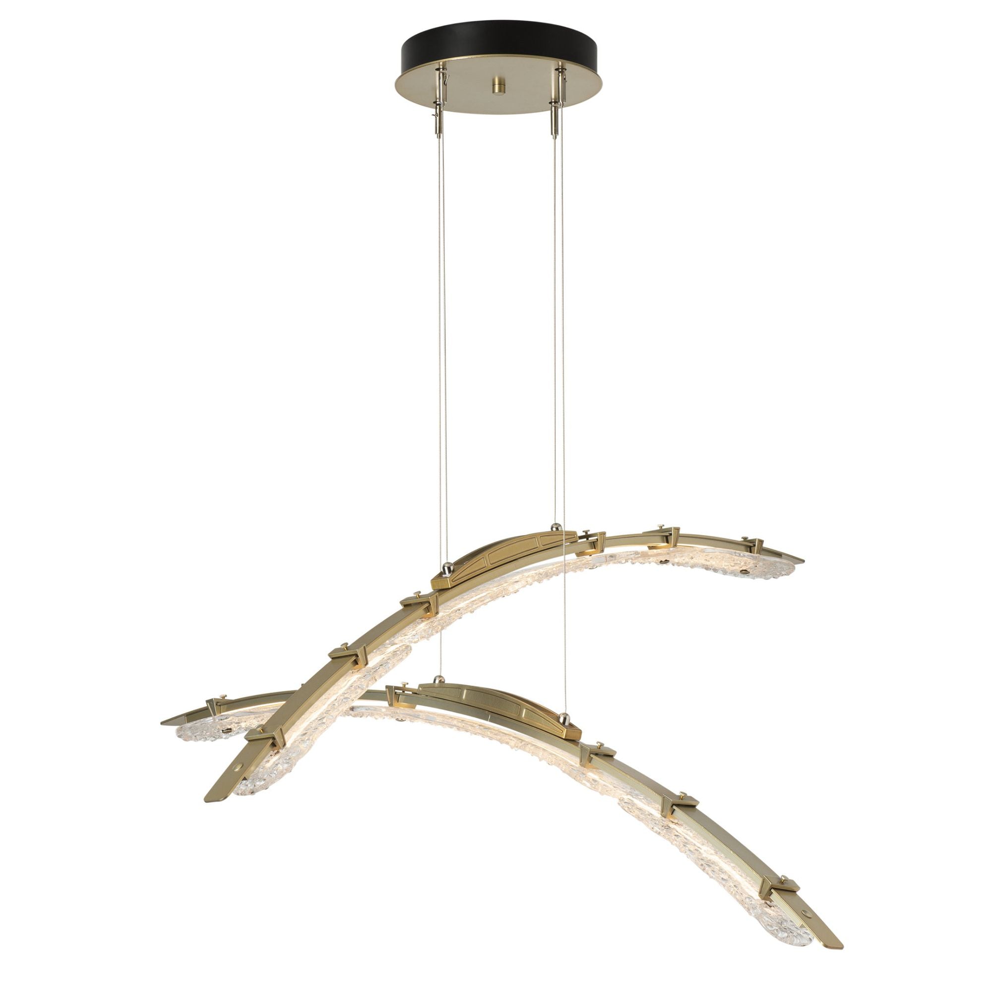 Glissade Double Large LED Pendant LED Clear Glass (ZM) in Modern Brass