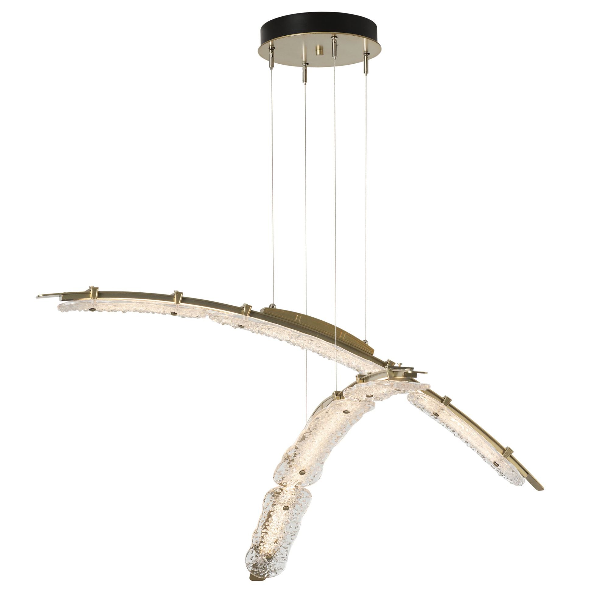 Glissade Double Large LED Pendant LED Clear Glass (ZM) in Modern Brass