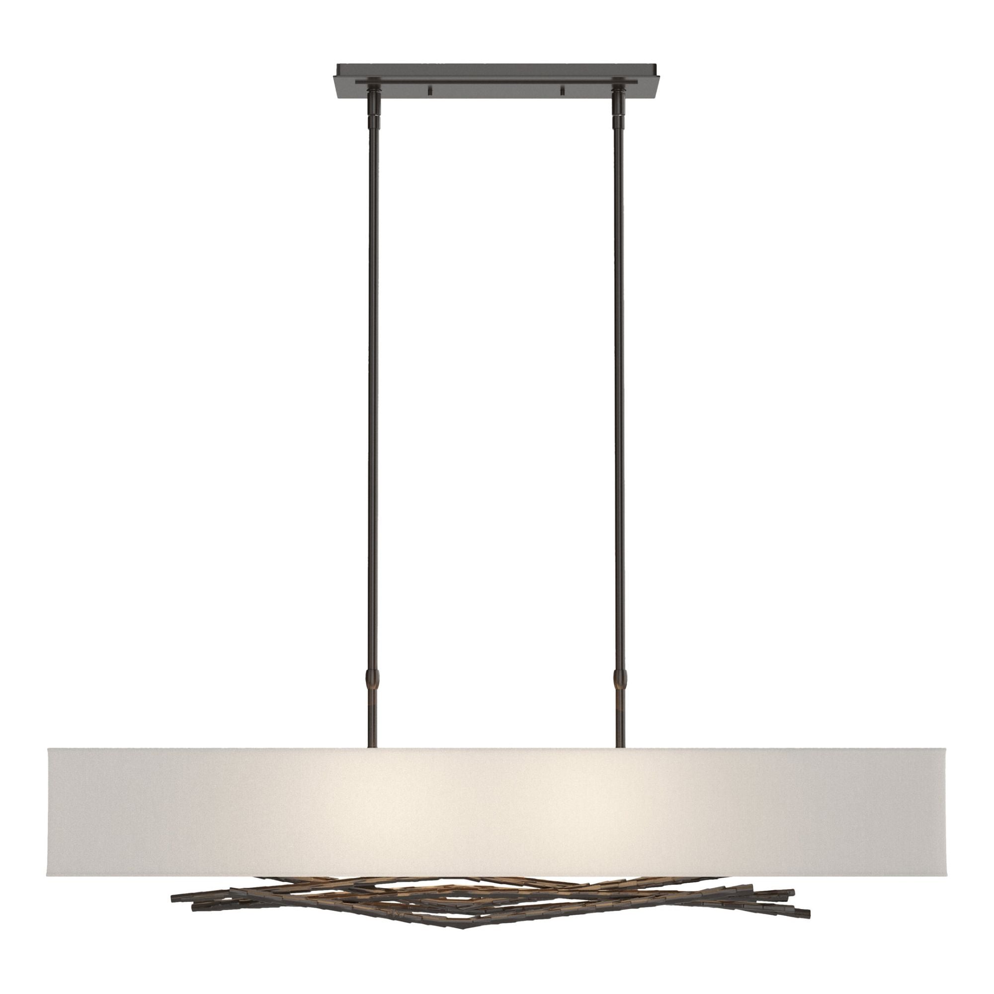 Brindille Pendant 4-Light Natural Anna Shade (SF) in Oil Rubbed Bronze