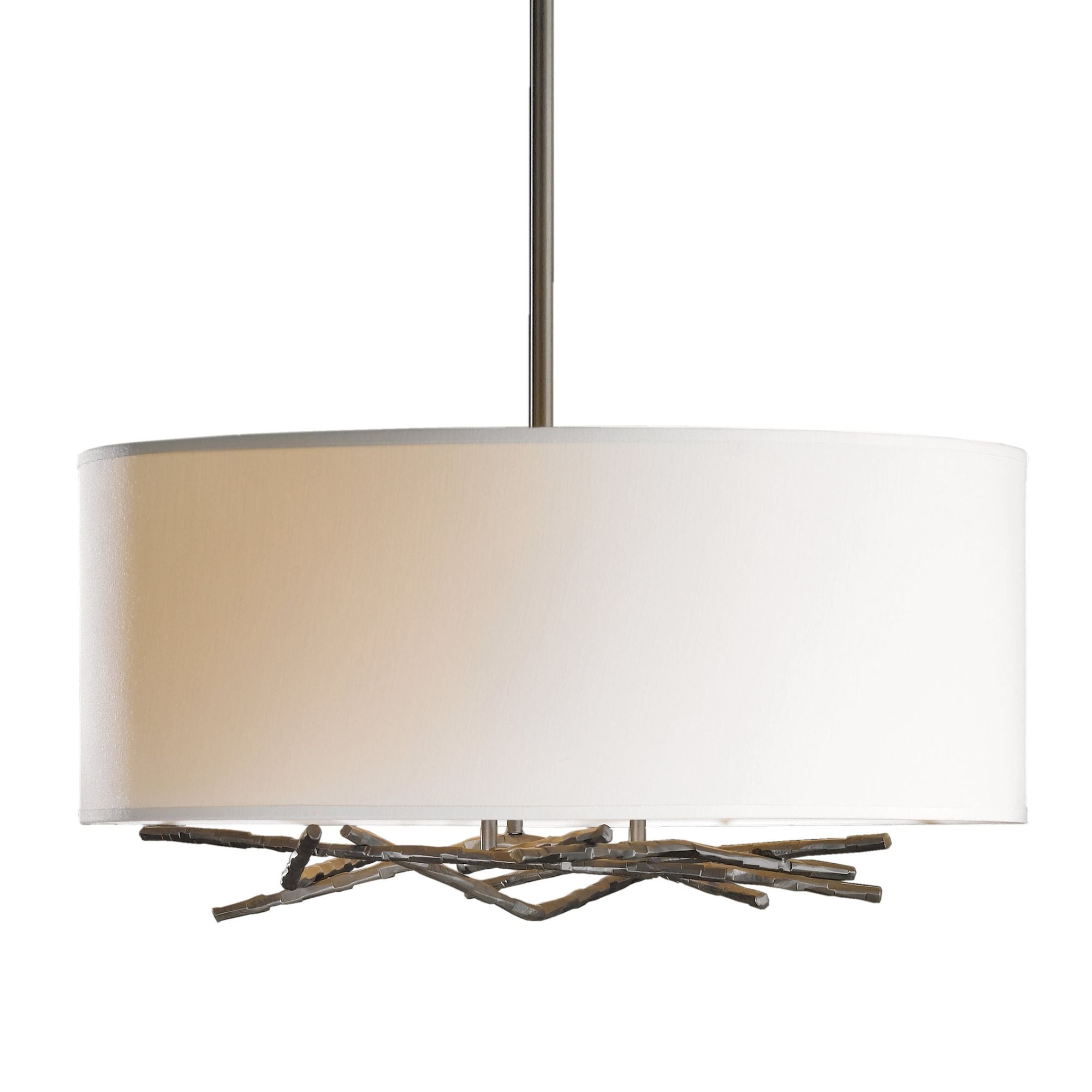 Brindille Drum Shade Pendant 3-Light Natural Anna Shade (SF) in Dark Smoke