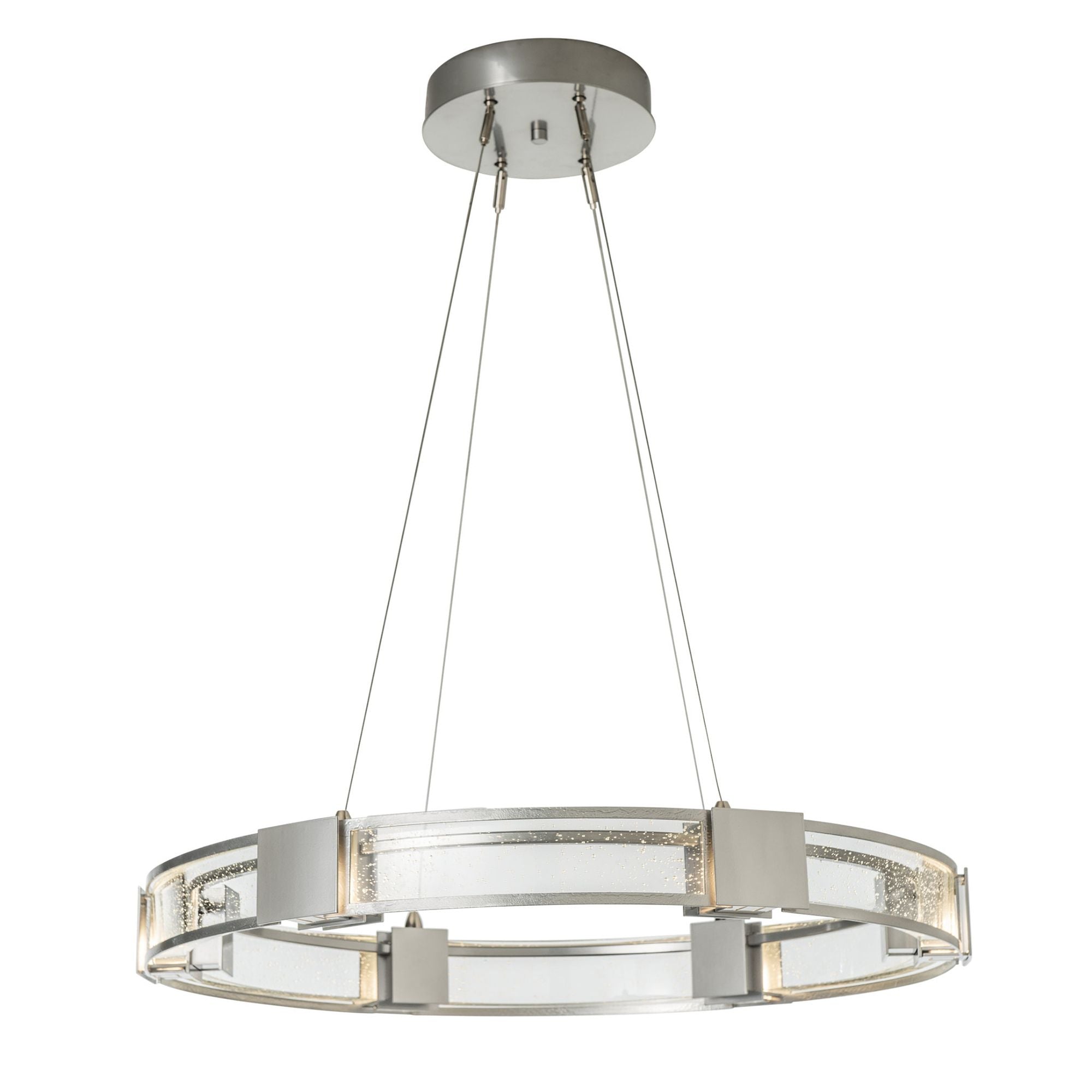 Aura Glass Pendant 6-Light Seeded Clear Glass (II) in Sterling
