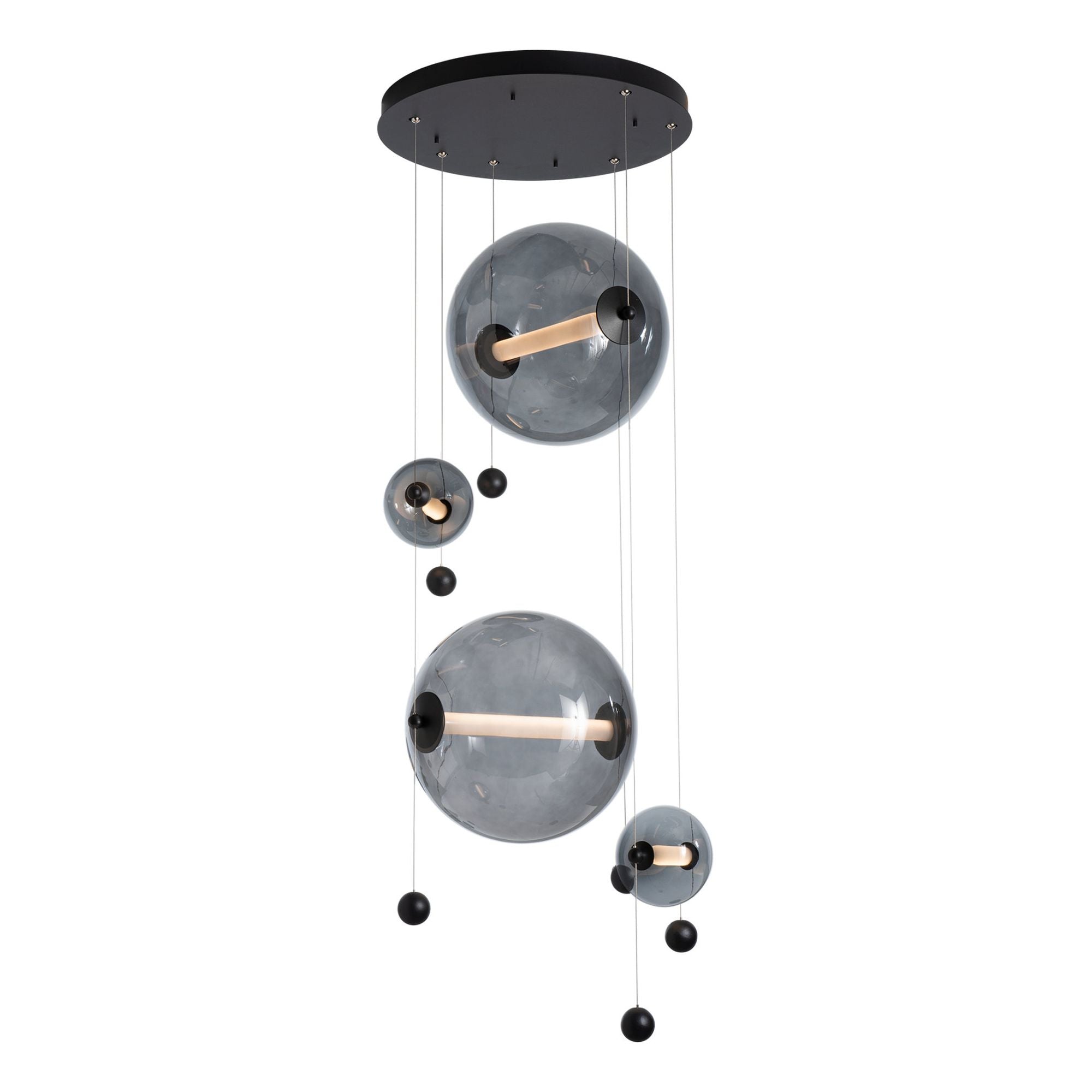 Abacus 4-Light Round LED Pendant LED Cool Grey Glass (YL) in Black