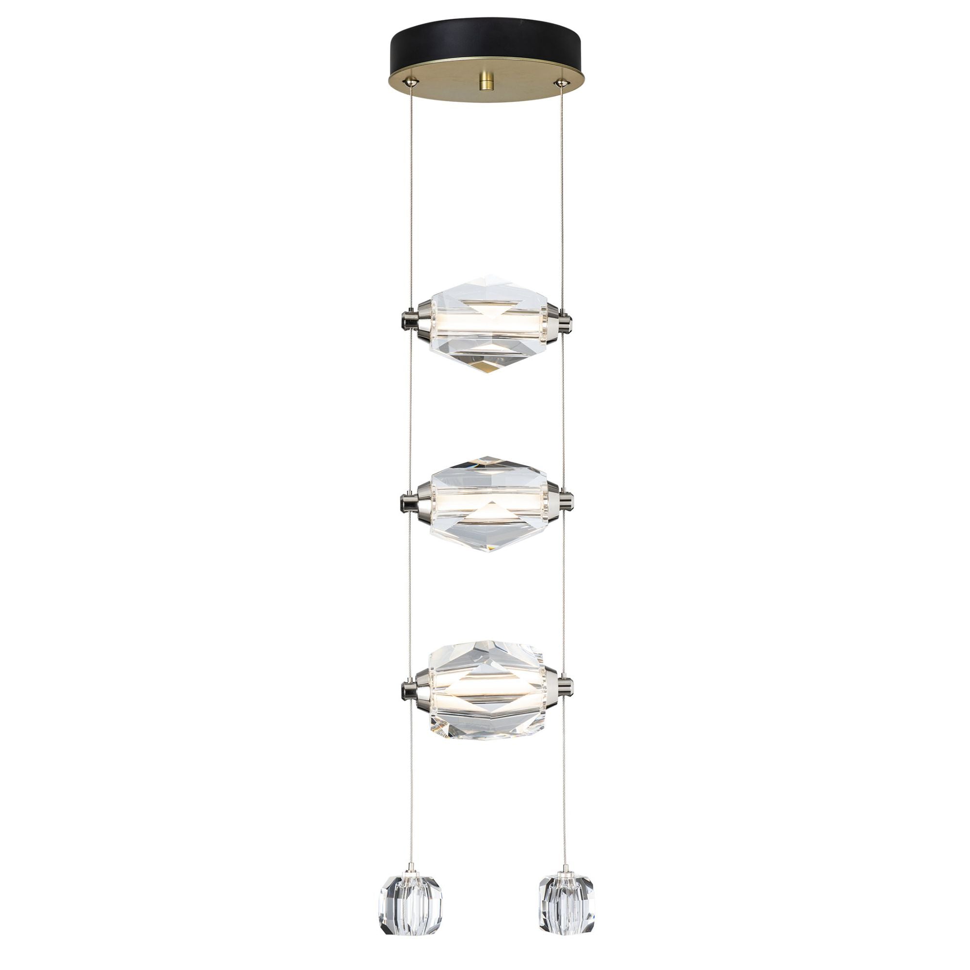 Gatsby 3-Light LED Pendant Crystal LED in Modern Brass