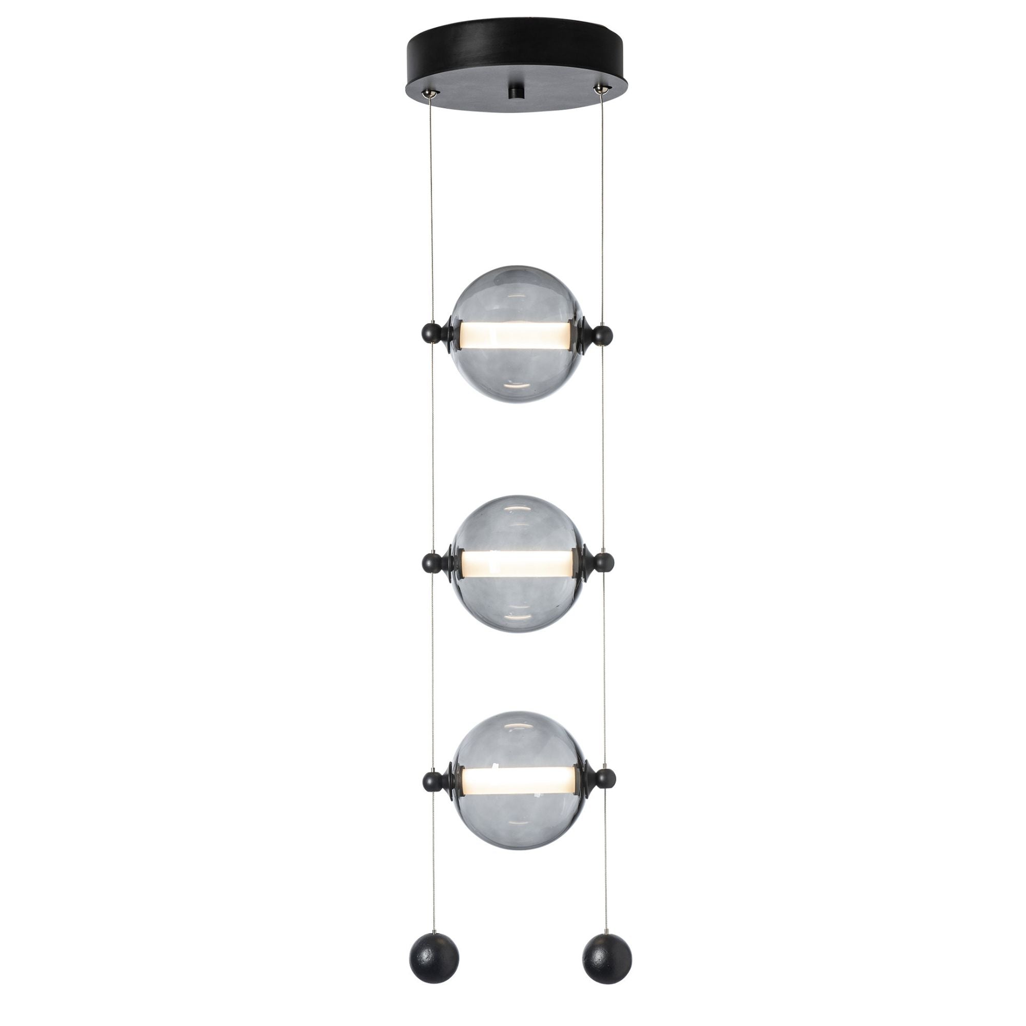Abacus 3-Light LED Pendant LED Cool Grey Glass (YL) in Black