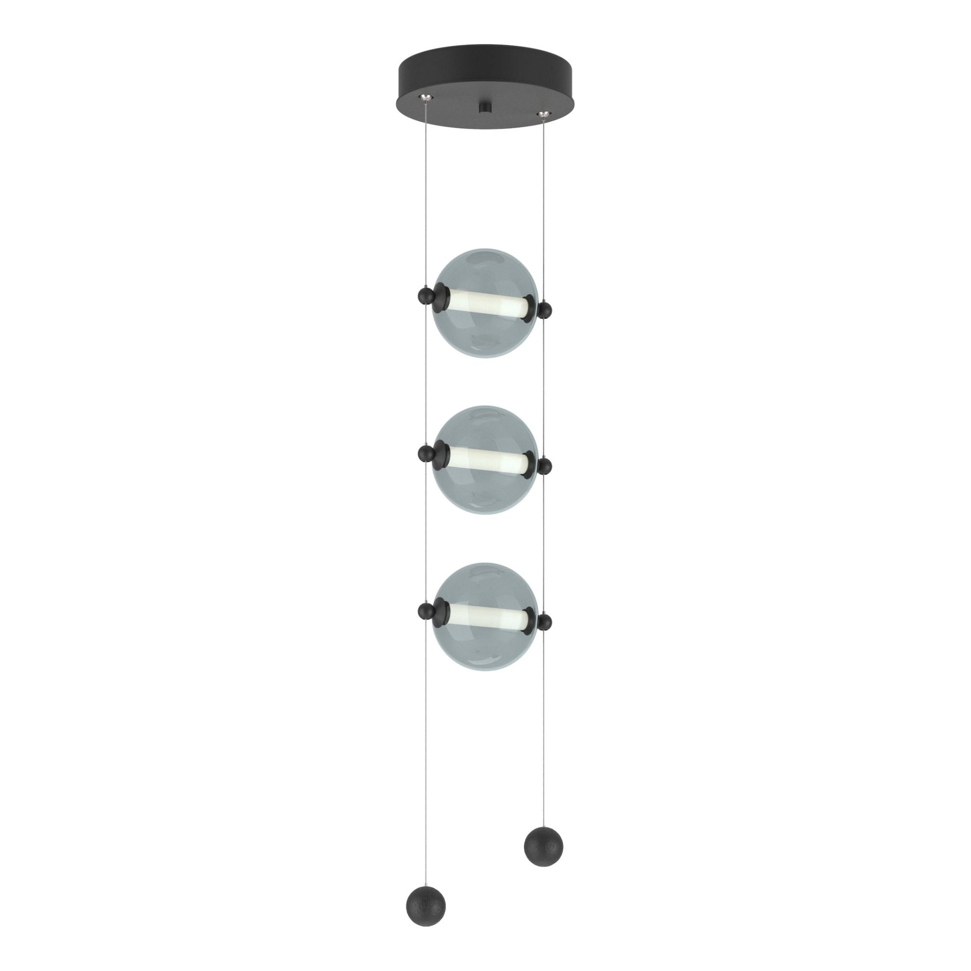 Abacus 3-Light LED Pendant LED Cool Grey Glass (YL) in Black