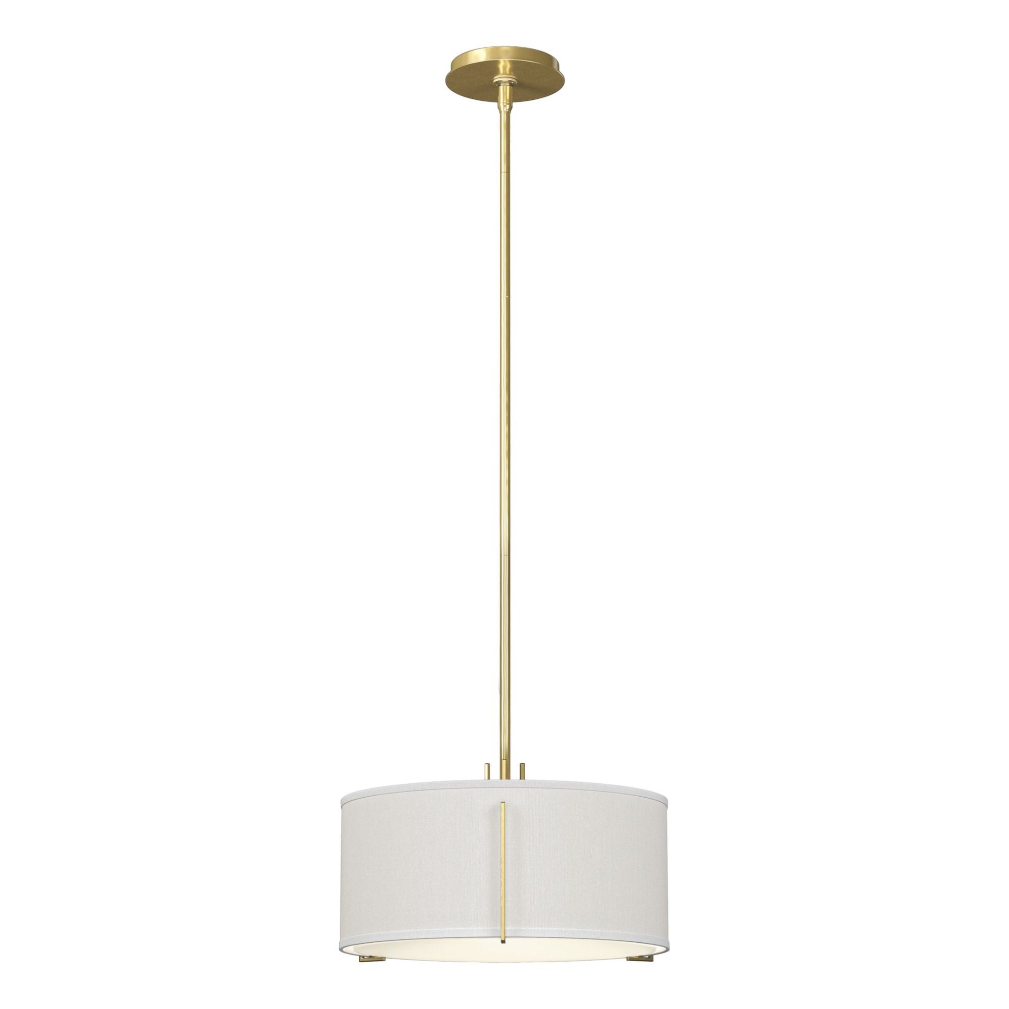 Exos Single Shade Pendant 3-Light Natural Anna Shade (SF) in Modern Brass