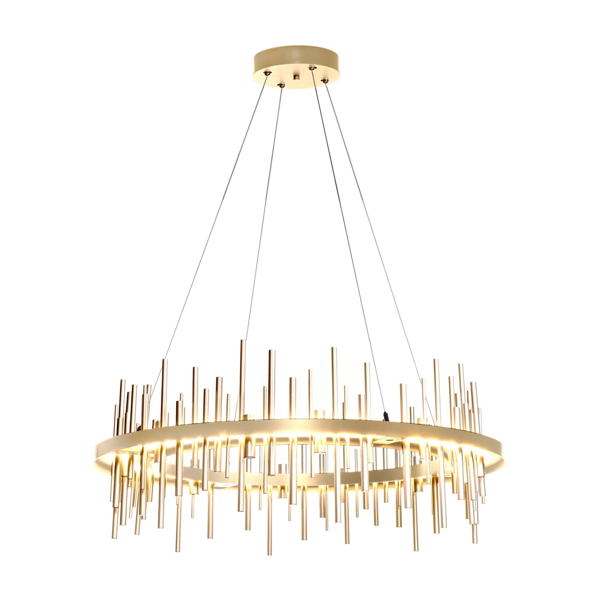 Cityscape Circular LED Pendant Modern Brass Accent LED in Sterling