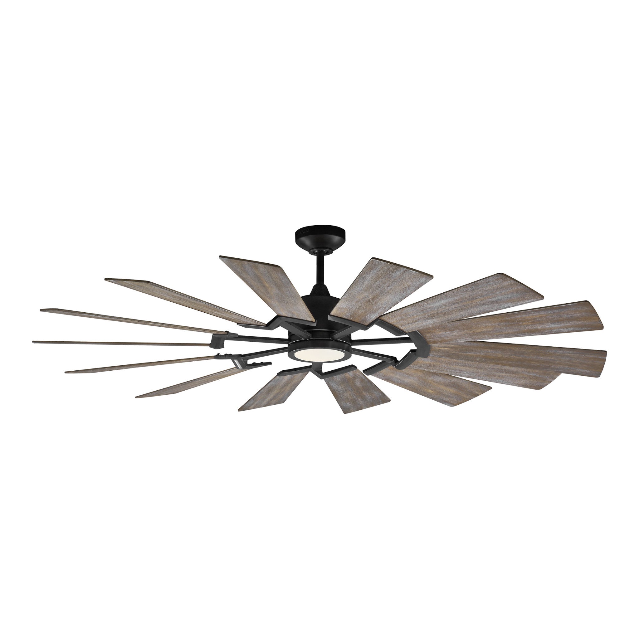 Prairie 62" LED Ceiling Fan  in Aged Pewter  w/ Distressed Grey Weathered Oak Blade D:62'' H:14 3/32''