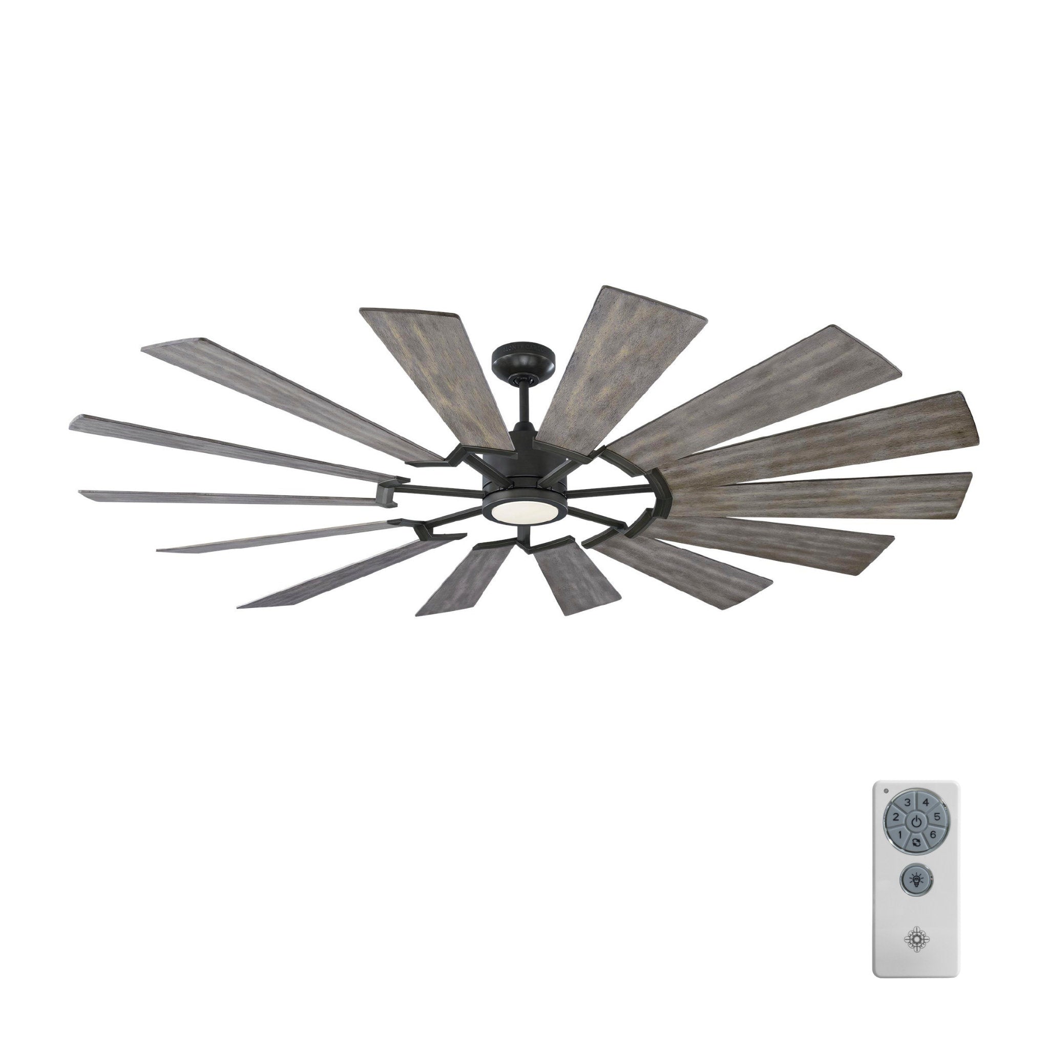 Prairie 72" LED Ceiling Fan  in Aged Pewter  w/ Distressed Grey Weathered Oak Blade D:72'' H:14 3/32''