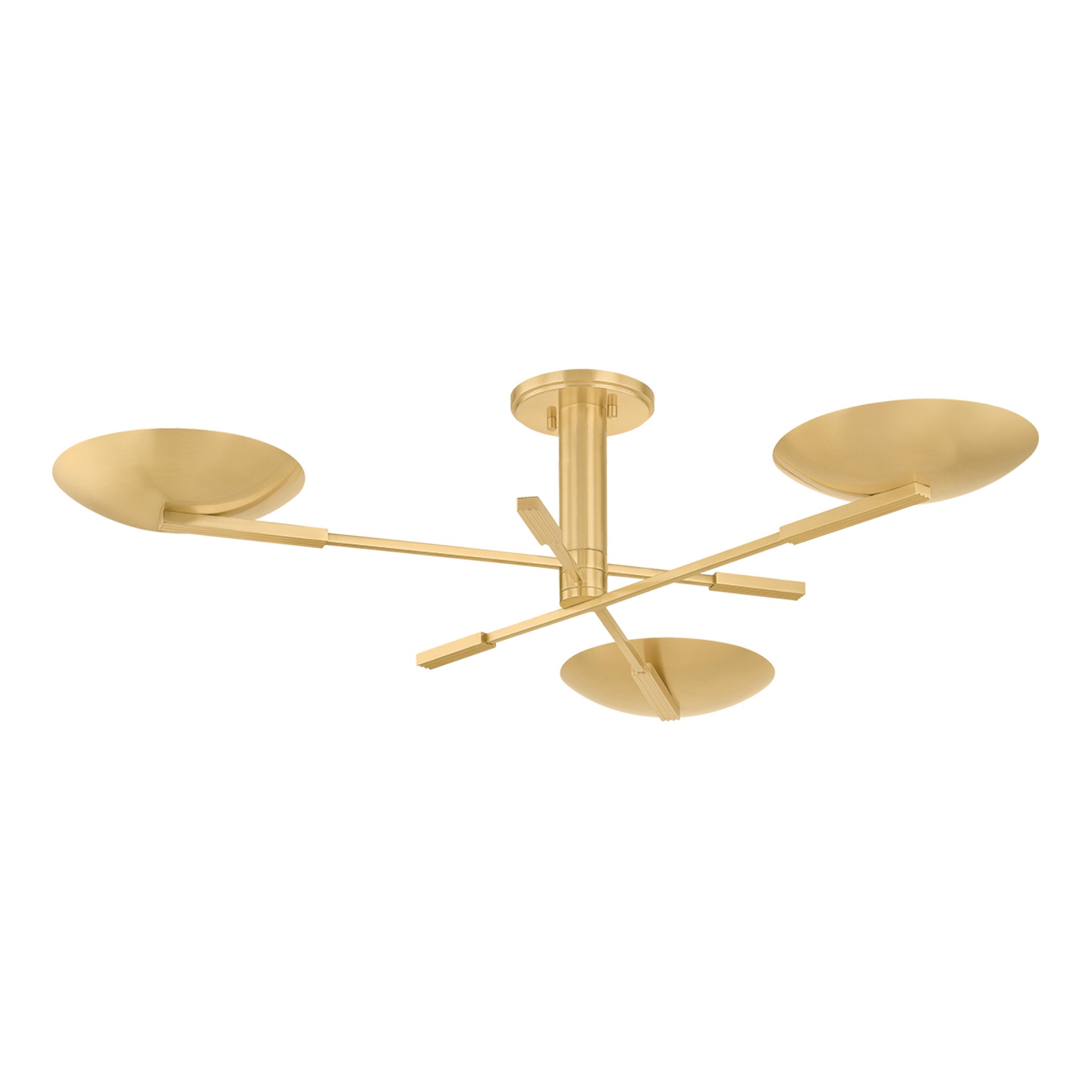 Johnson 3-Light Semi Flush in Aged Brass 42.5W x 9.75H