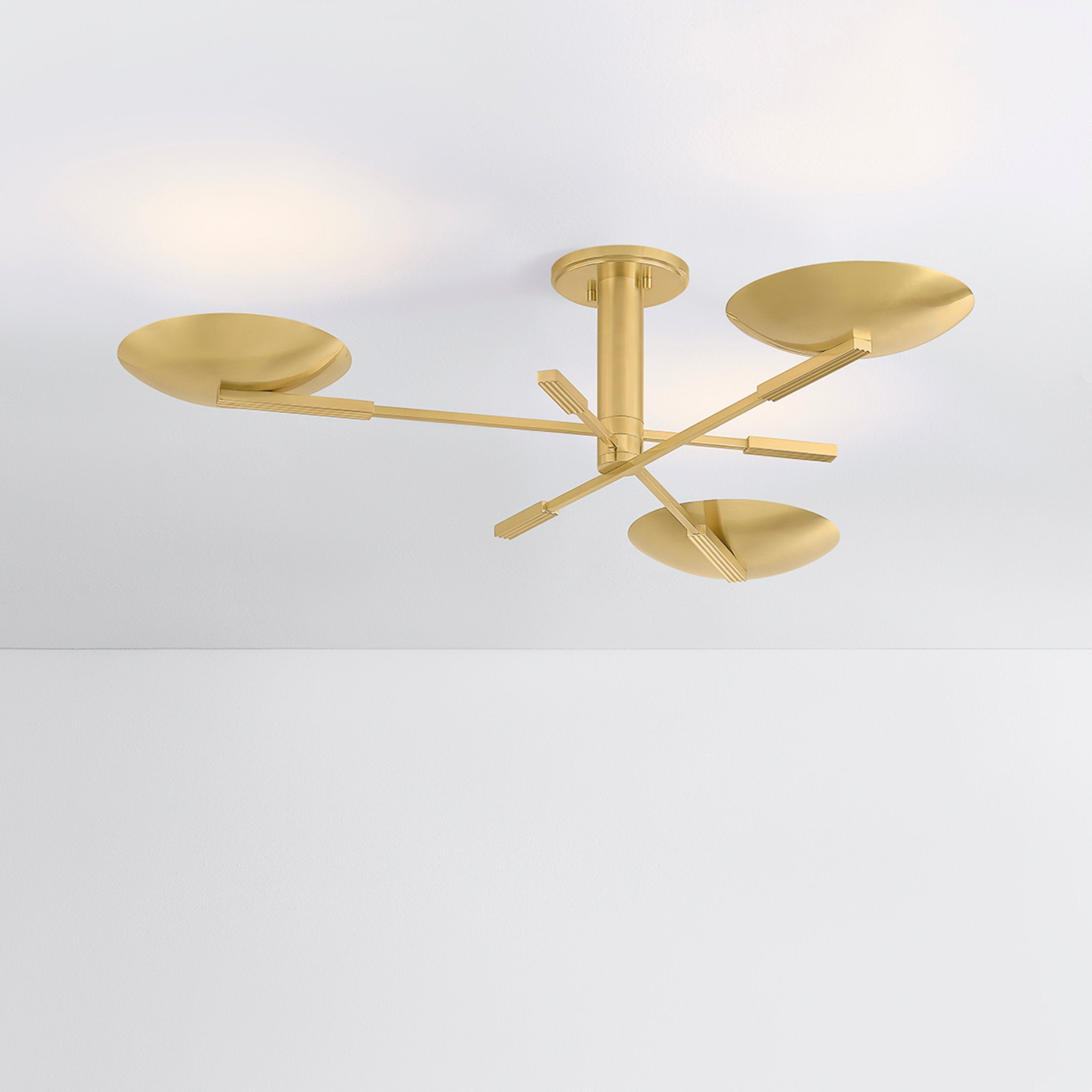 Johnson 3-Light Semi Flush in Aged Brass 42.5W x 9.75H