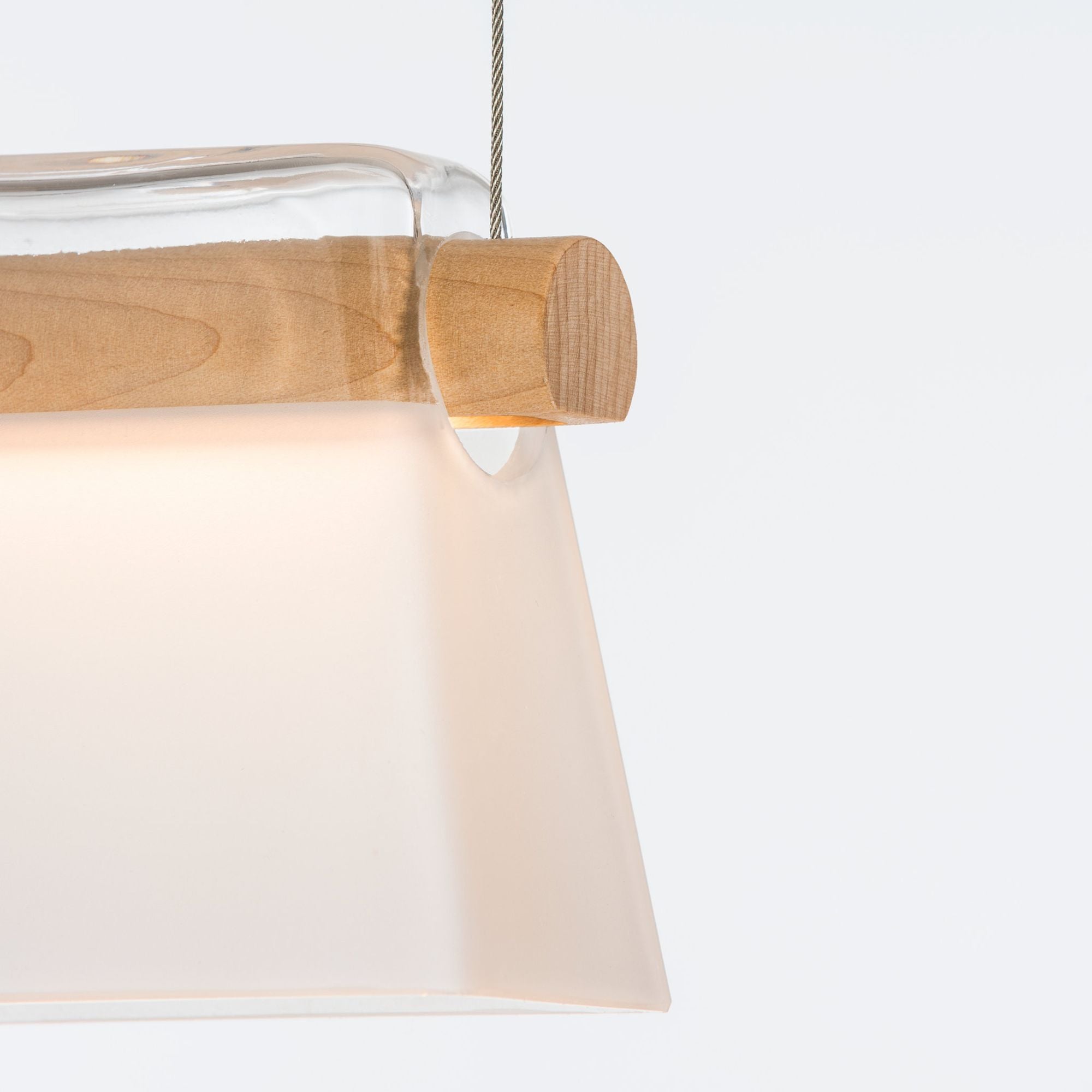 Cowbell LED Mini Pendant Maple Wood LED Clear Glass with Frosted Diffuser (YE) in Black