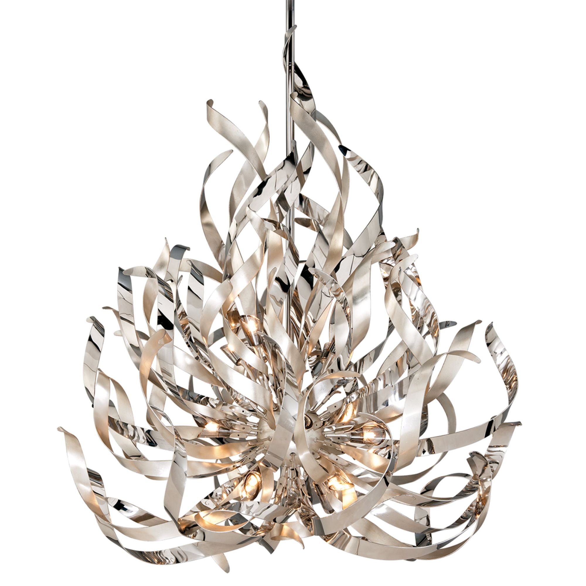 Graffiti 12-Light Chandelier in  Silver Leaf/Stainless Steel 44W x 48H