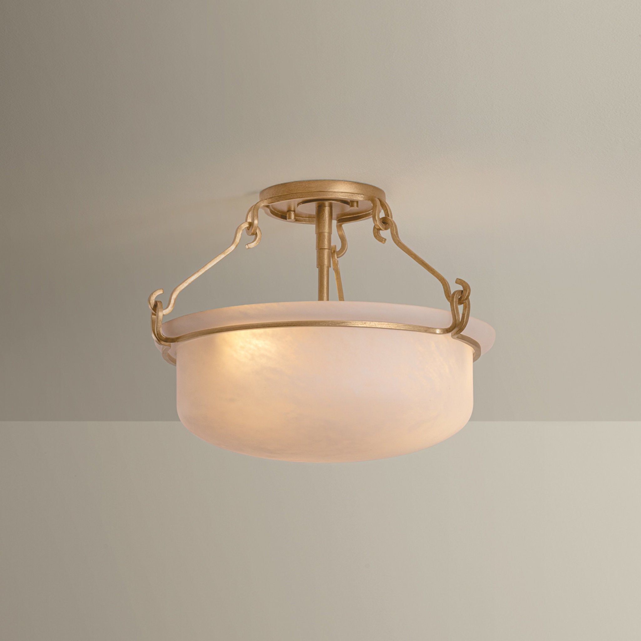 Lowerre 2-Light Semi Flush in Patina Gold Leaf 16.5W x 11.5H