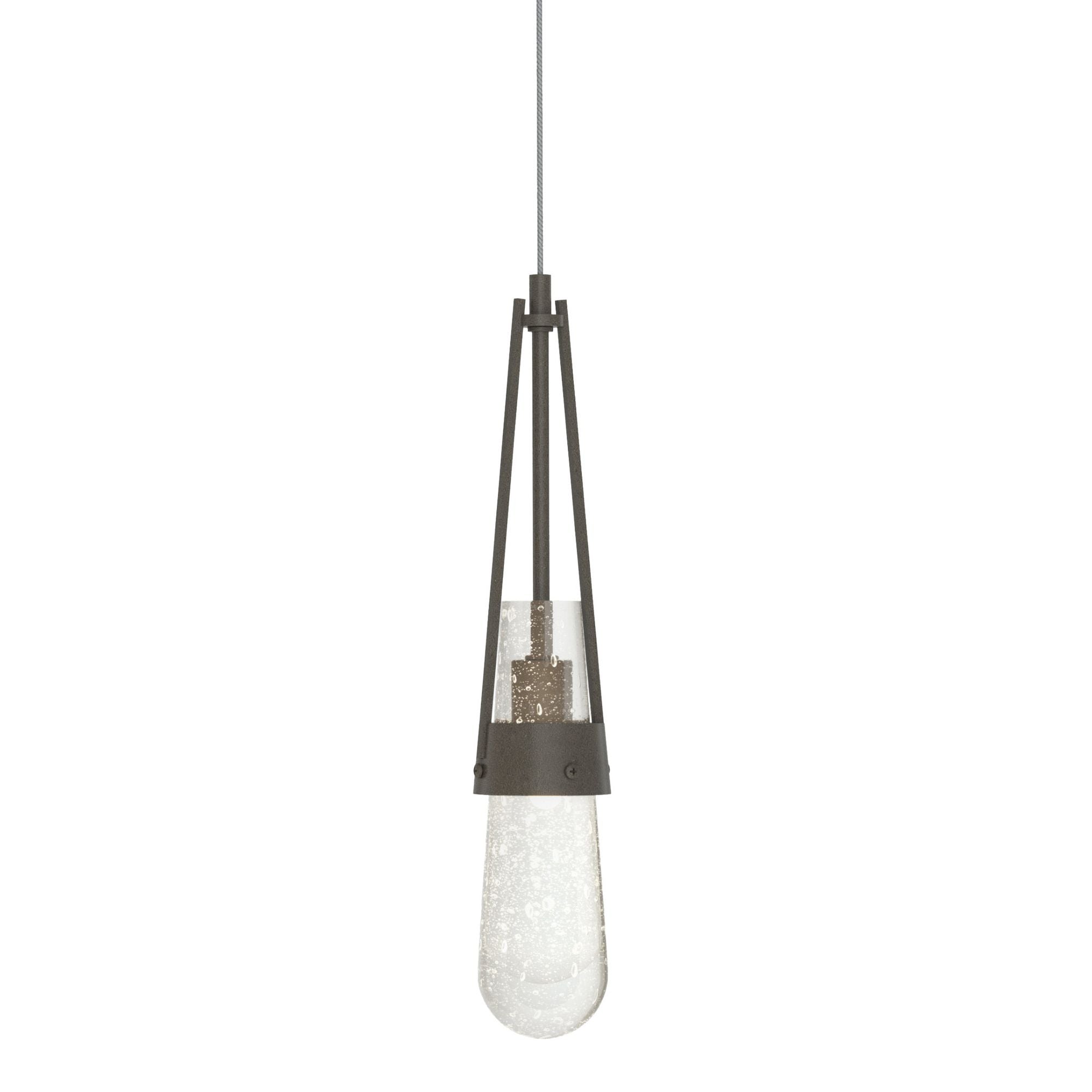 Link Blown Glass Low Voltage Mini Pendant 1-Light Clear Bubble Glass (YG) in Dark Smoke