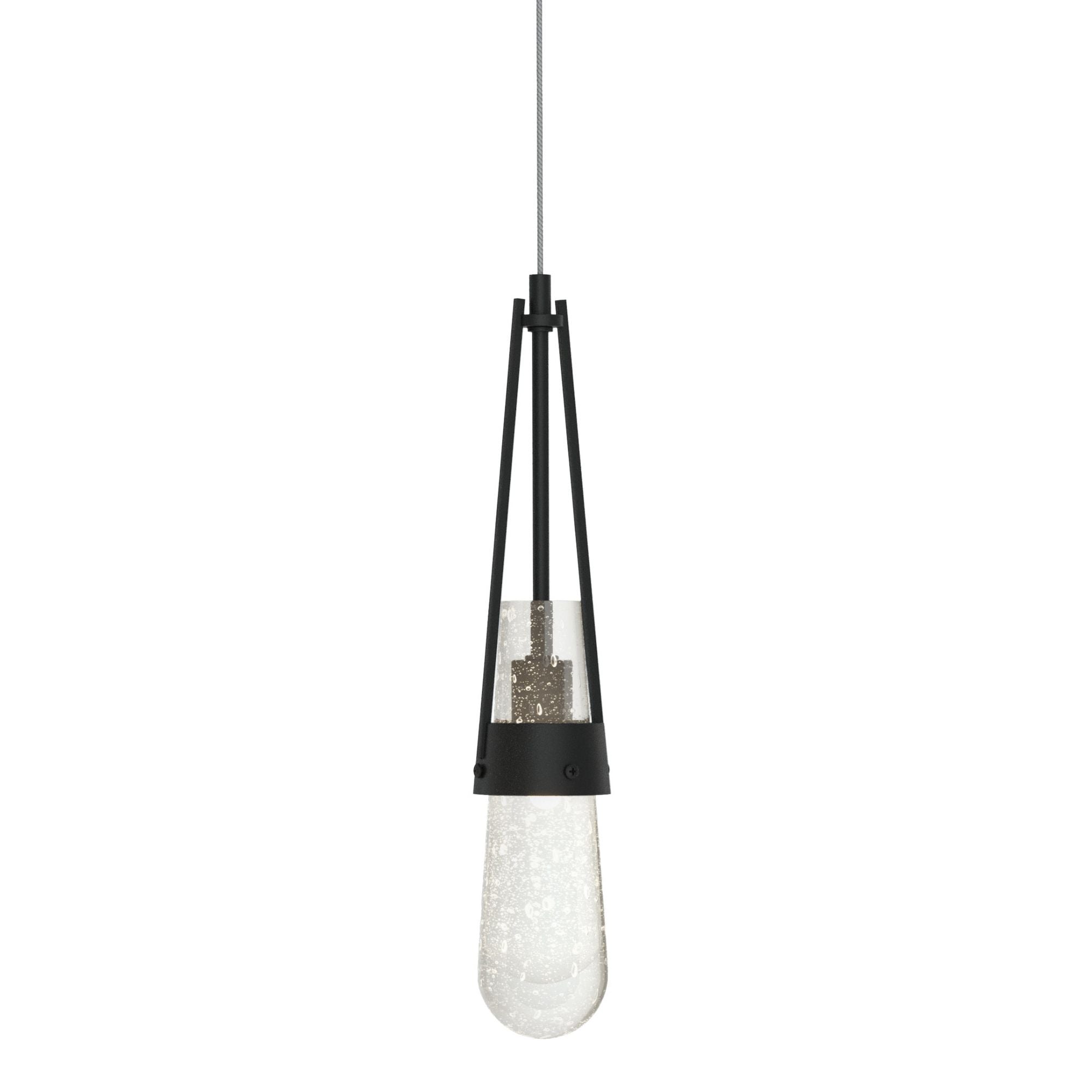 Link Blown Glass Low Voltage Mini Pendant 1-Light Clear Bubble Glass (YG) in Black