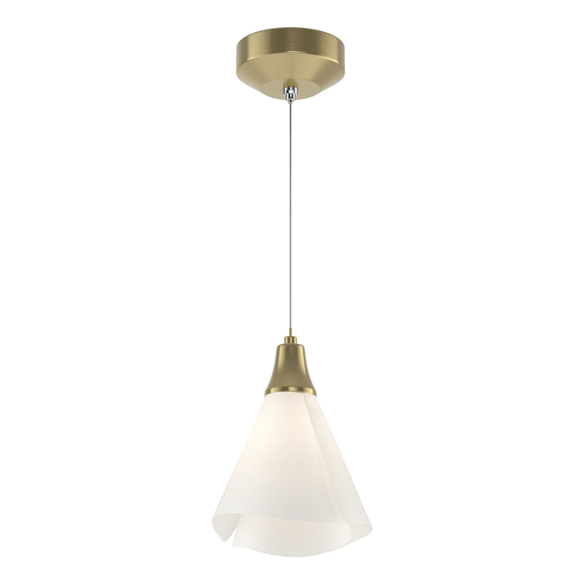 Mobius Low Voltage Mini Pendant 1-Light Spun Frost (SH) in Modern Brass