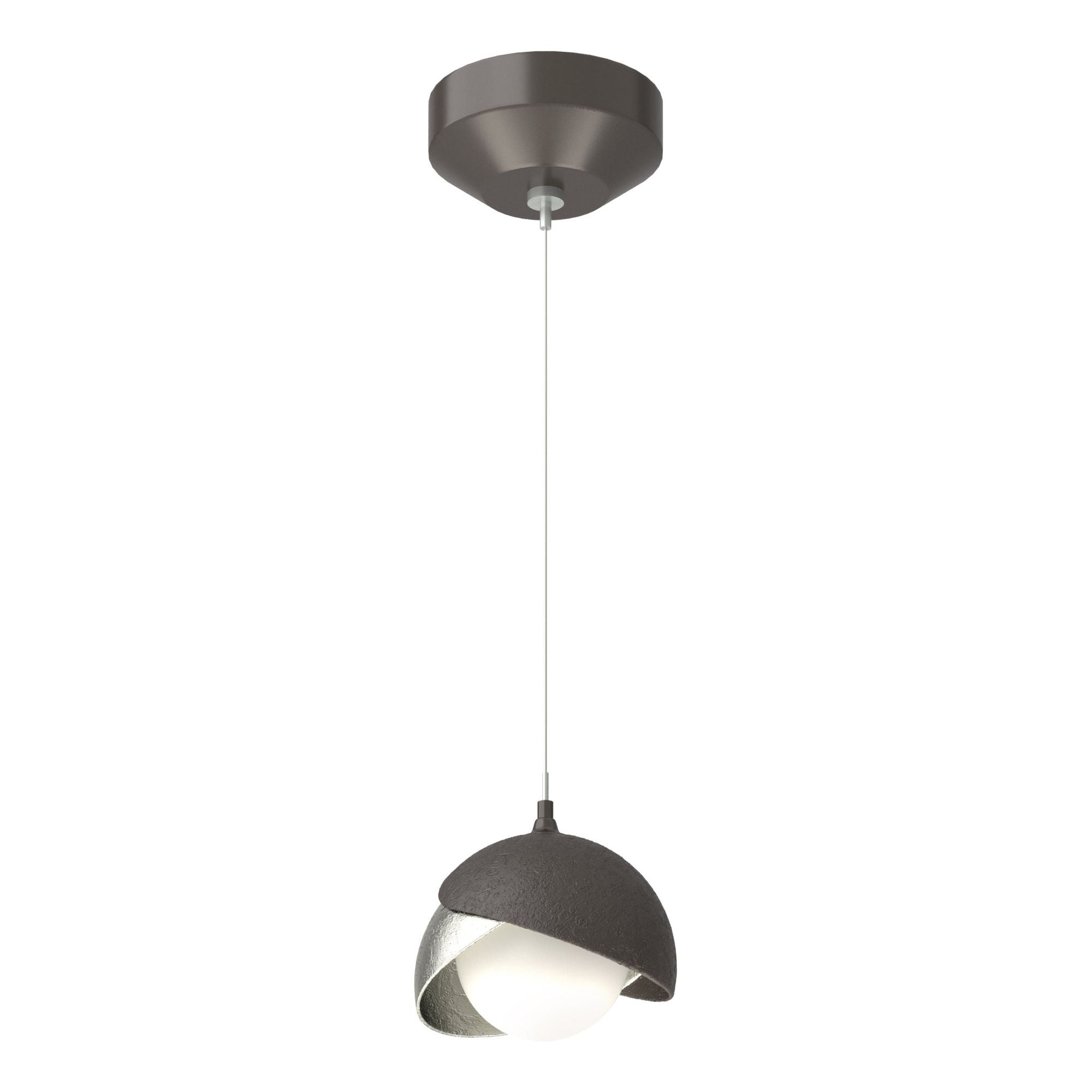 Brooklyn Double Shade Low Voltage Mini Pendant 1-Light Sterling Accent Opal Glass (GG) in Oil Rubbed Bronze