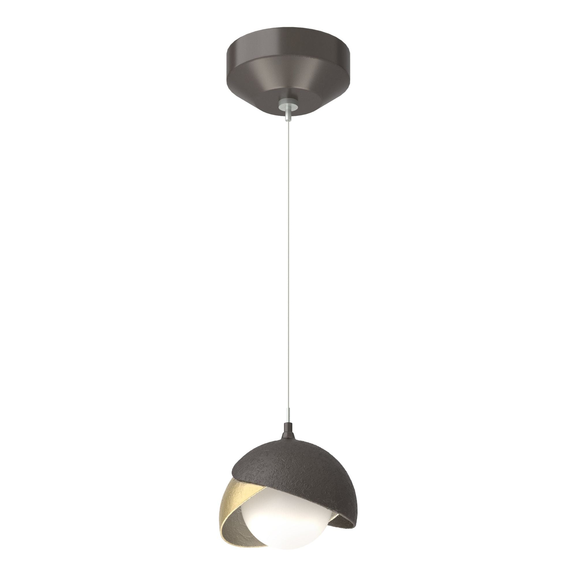 Brooklyn Double Shade Low Voltage Mini Pendant 1-Light Modern Brass Accent Opal Glass (GG) in Oil Rubbed Bronze