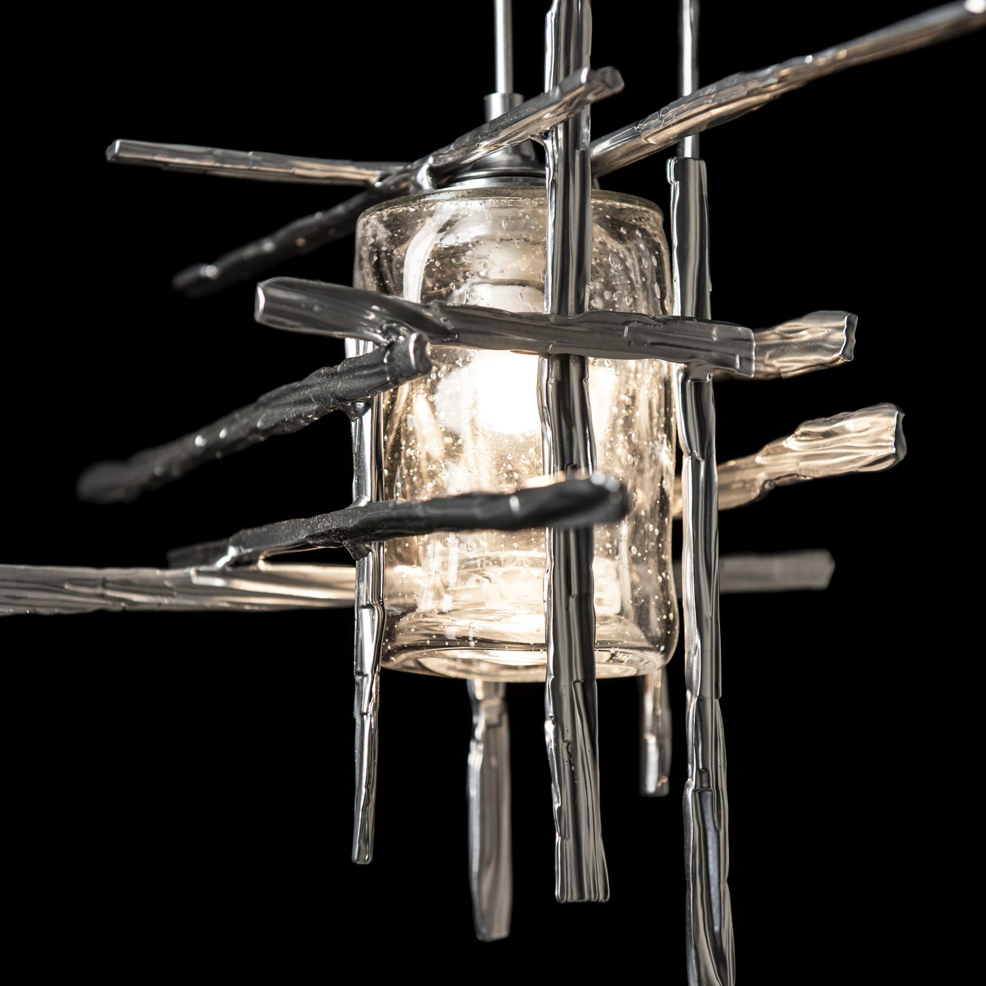 Tura Seeded Glass Low Voltage Mini Pendant 1-Light Seeded Clear Glass (II) in Sterling