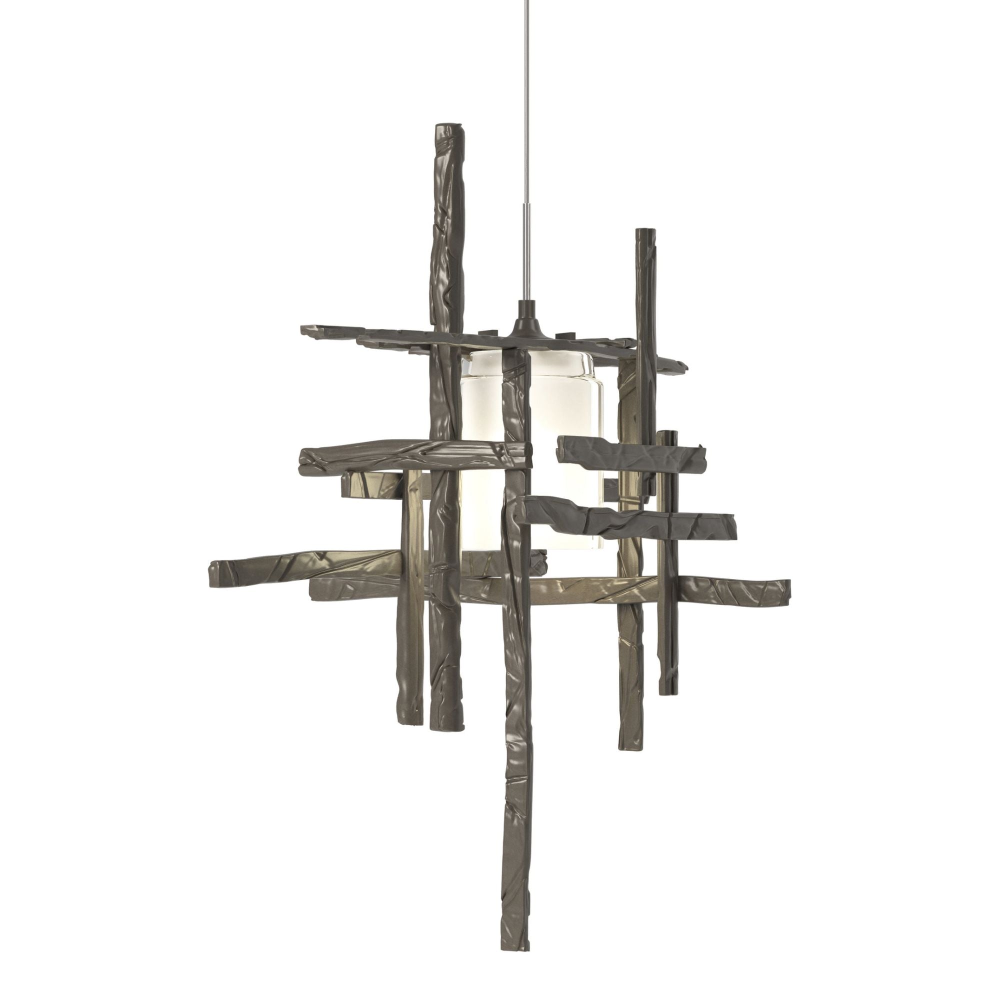 Tura Frosted Glass Low Voltage Mini Pendant 1-Light Cast Glass (YC) in Dark Smoke