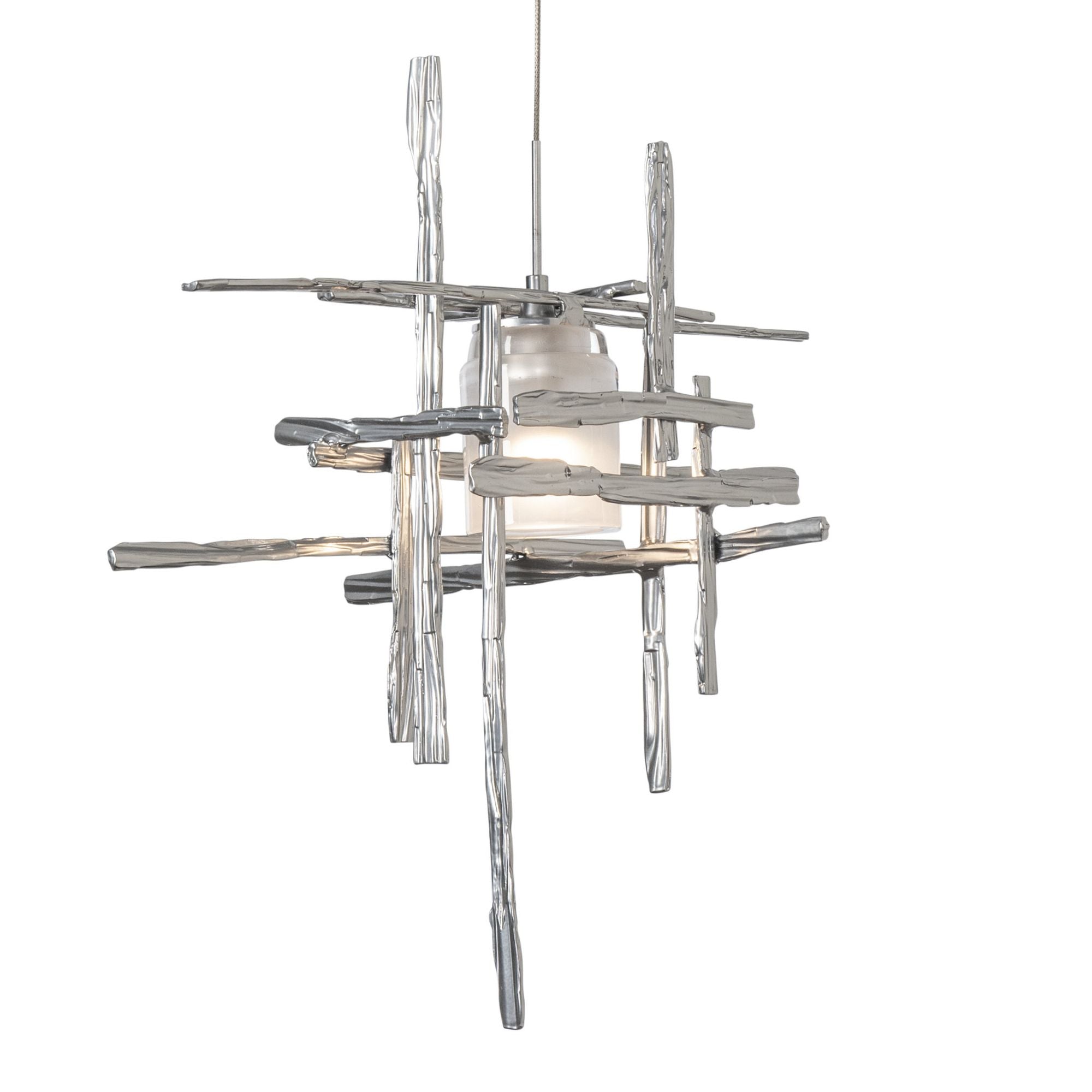 Tura Frosted Glass Low Voltage Mini Pendant 1-Light Cast Glass (YC) in Sterling