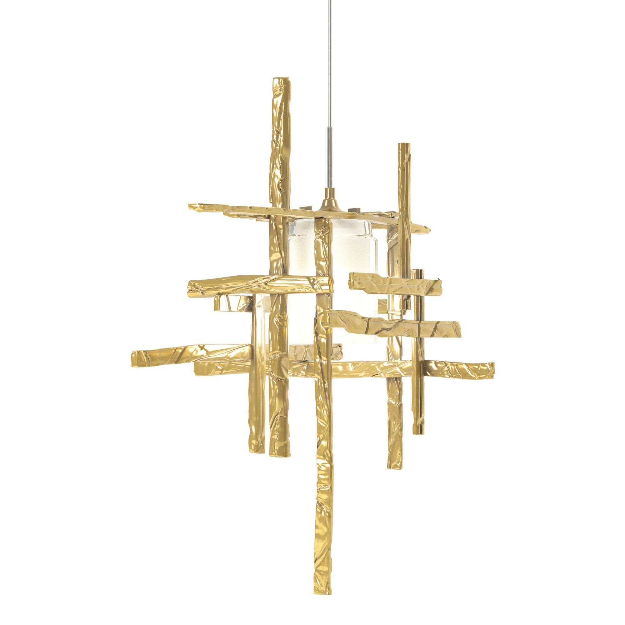 Tura Frosted Glass Low Voltage Mini Pendant 1-Light Cast Glass (YC) in Modern Brass