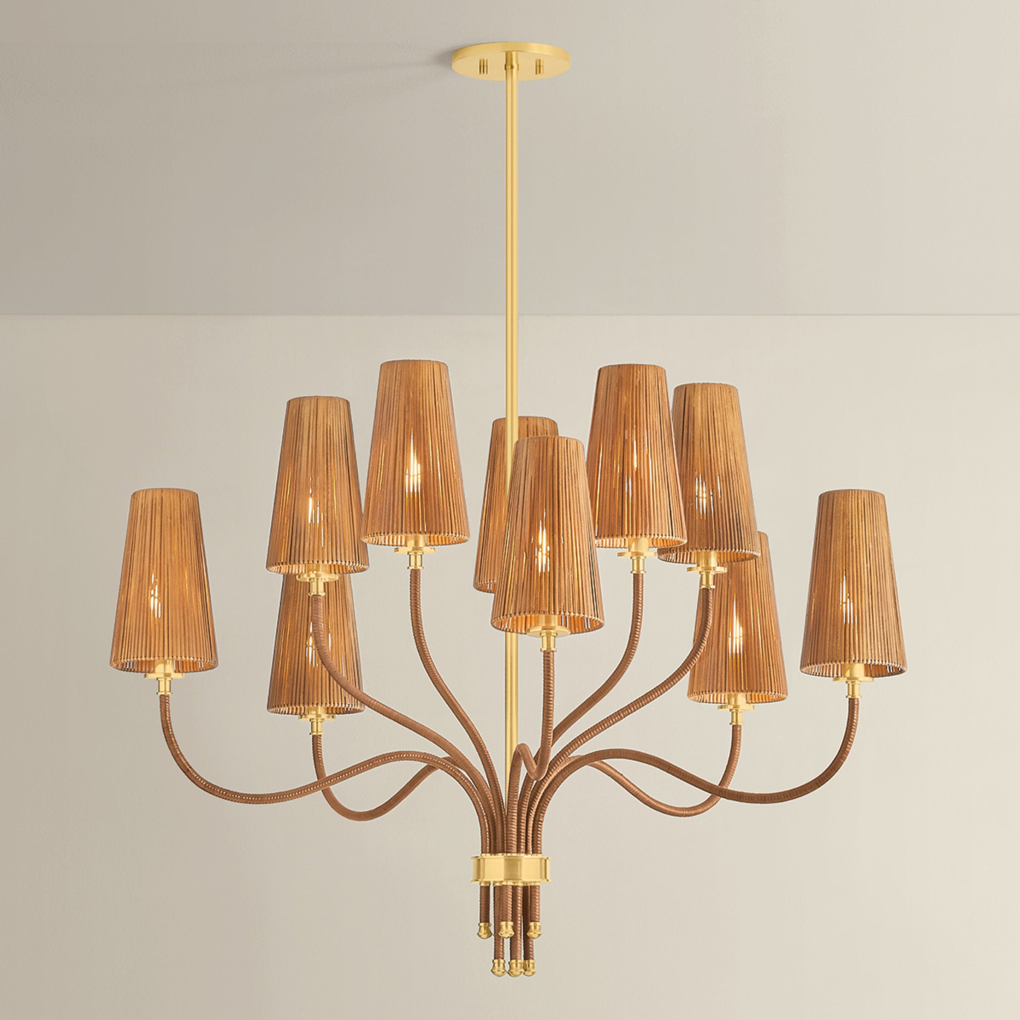 Atwood 10-Light Chandelier in Aged Brass 40W x 32.5H