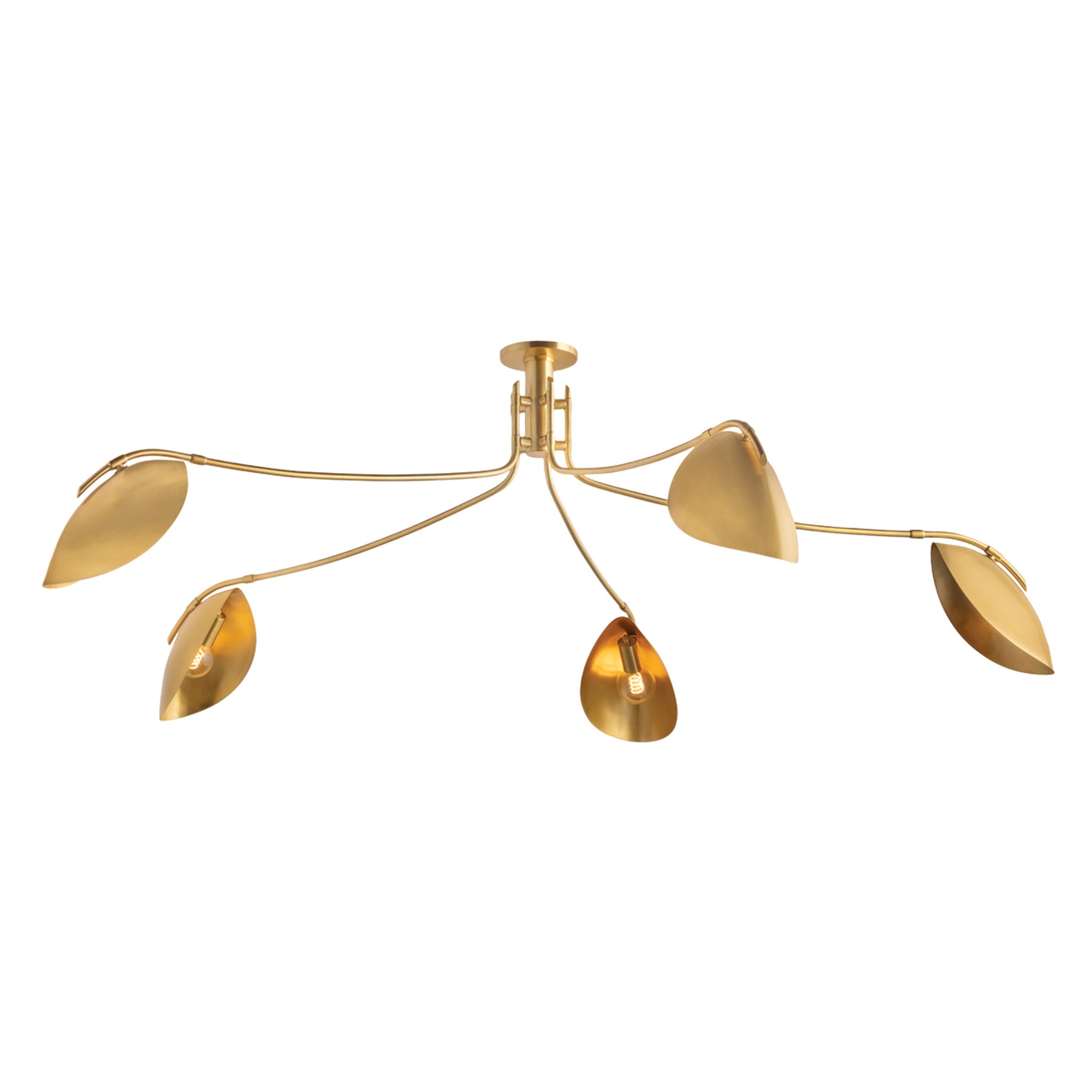 Avondale 5-Light Semi Flush in Aged Brass 72W x 21H