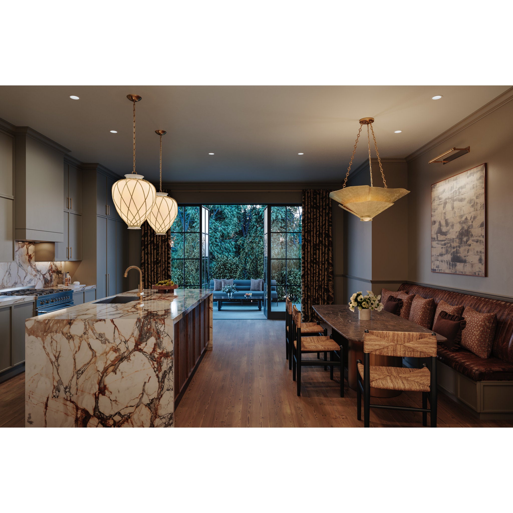 Apple Valley 1-Light Pendant in Aged Brass 13.25W x 18H