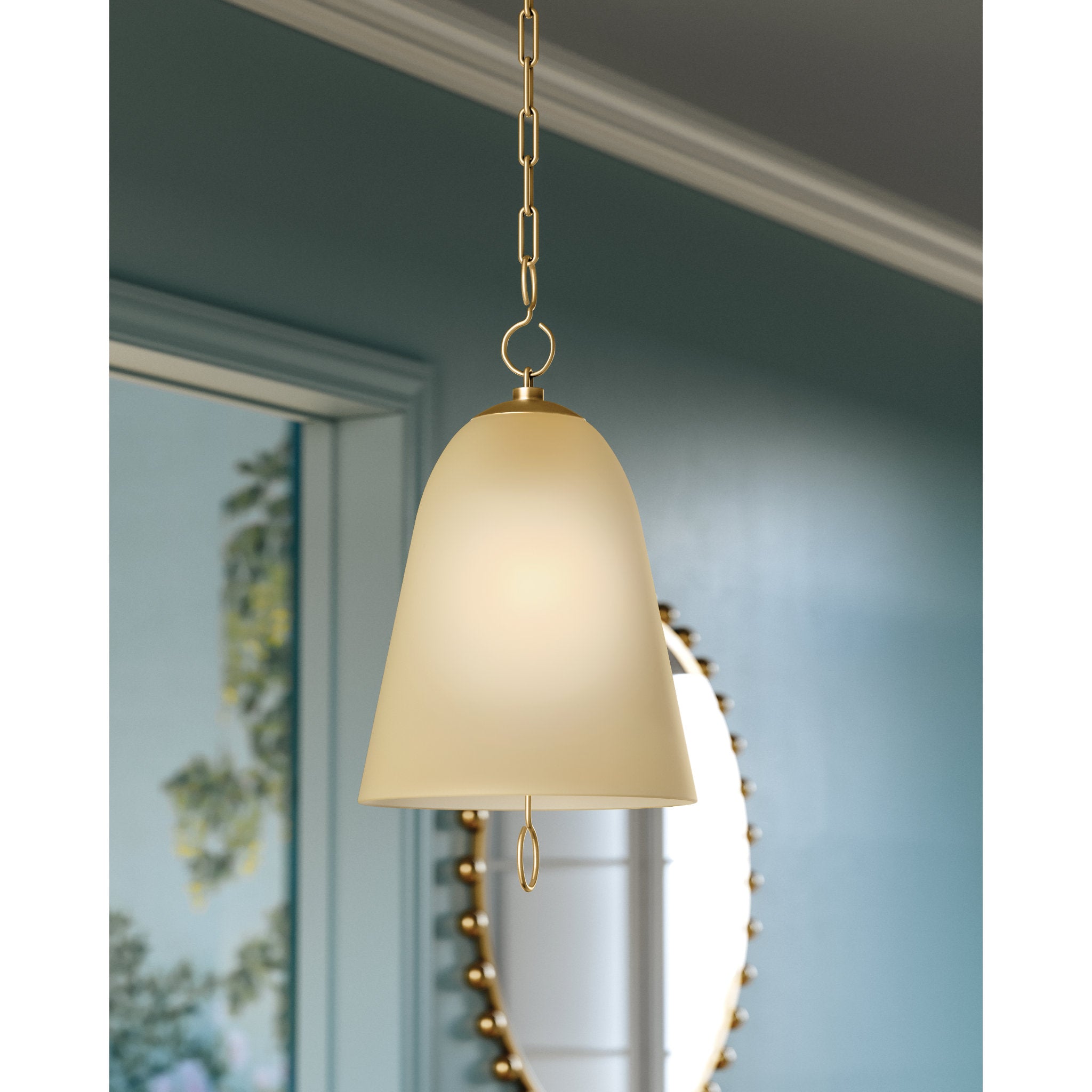 Christine 1-Light Pendant in Aged Brass 14W x 22H