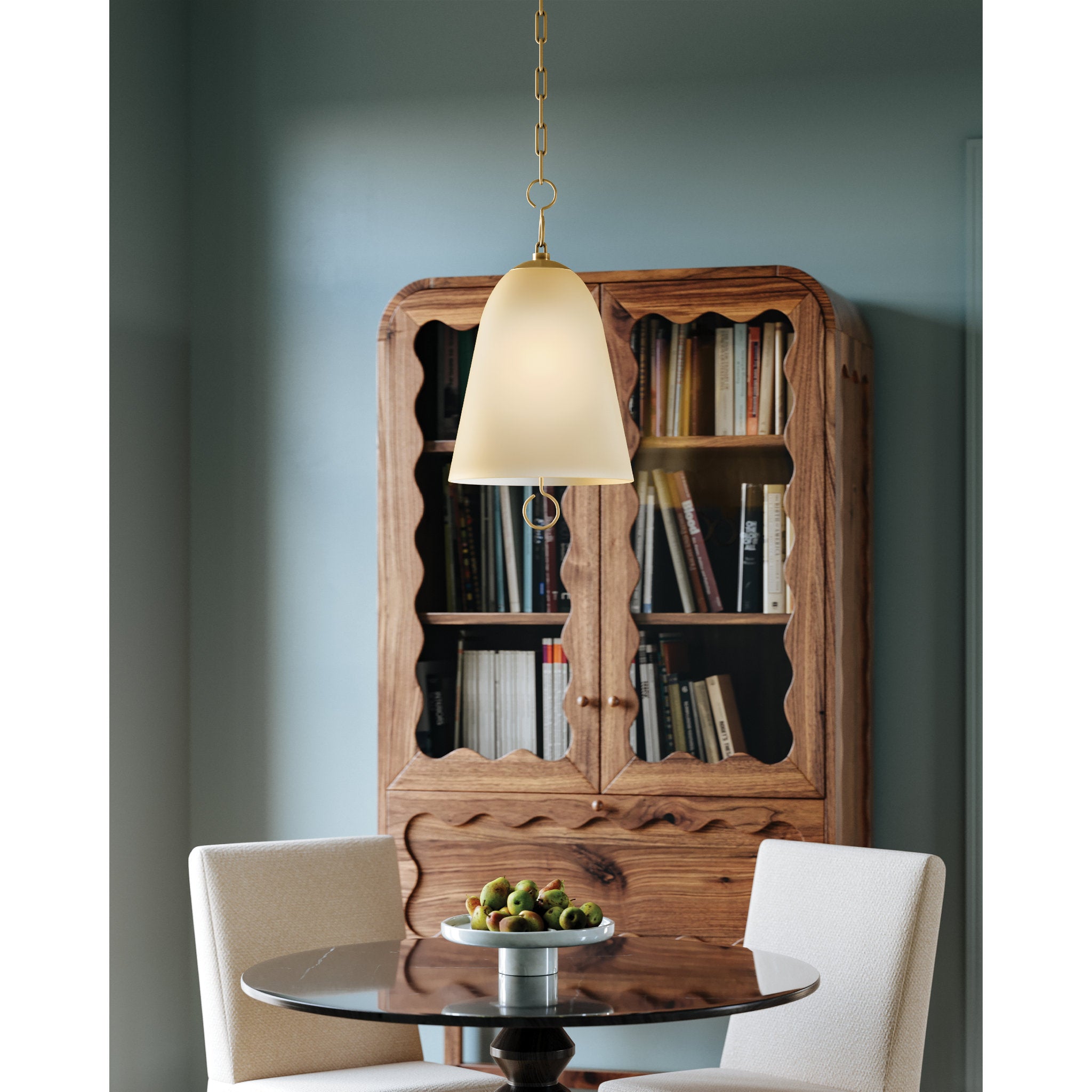 Christine 1-Light Pendant in Aged Brass 14W x 22H