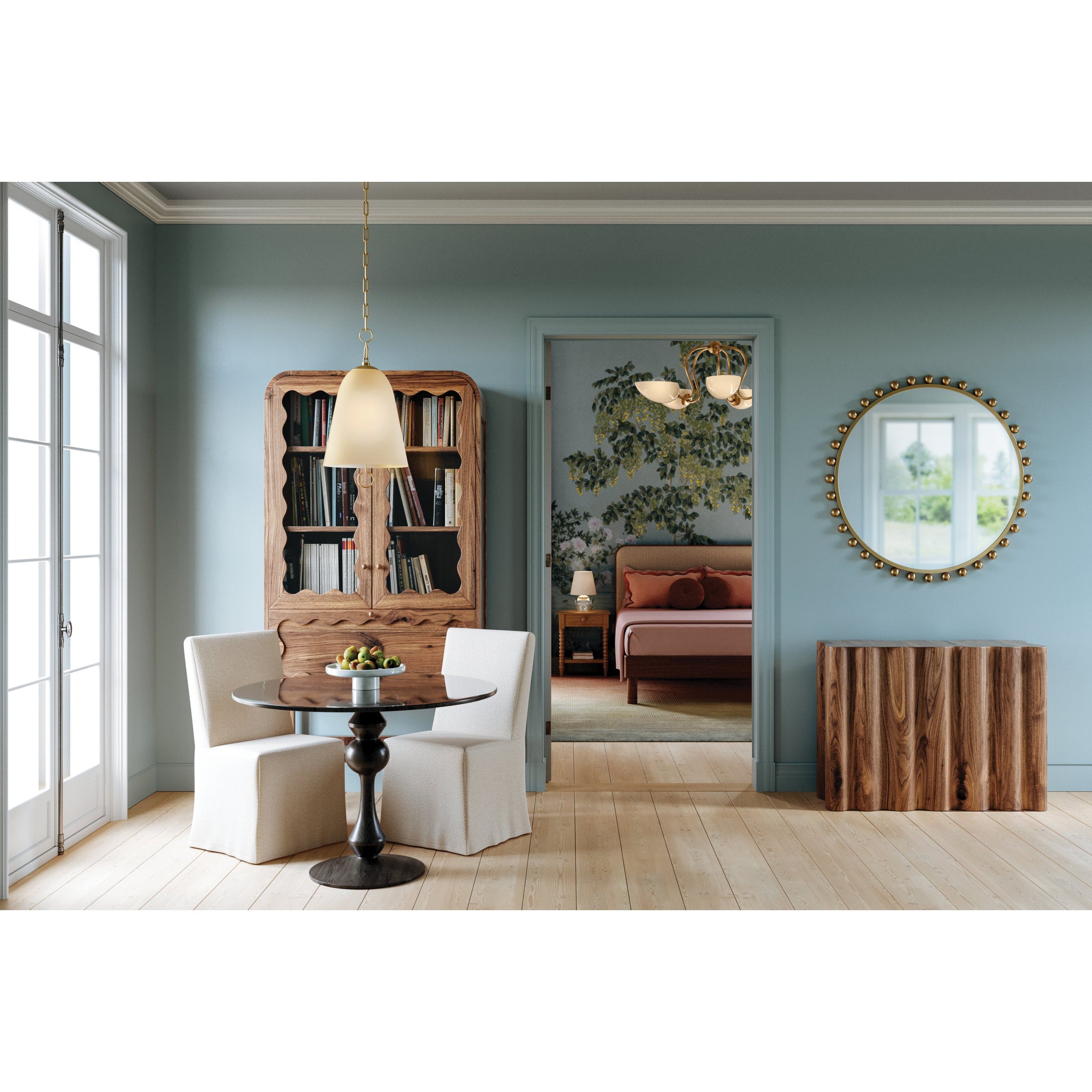 Reva 5-Light Chandelier in Aged Brass 34W x 13H