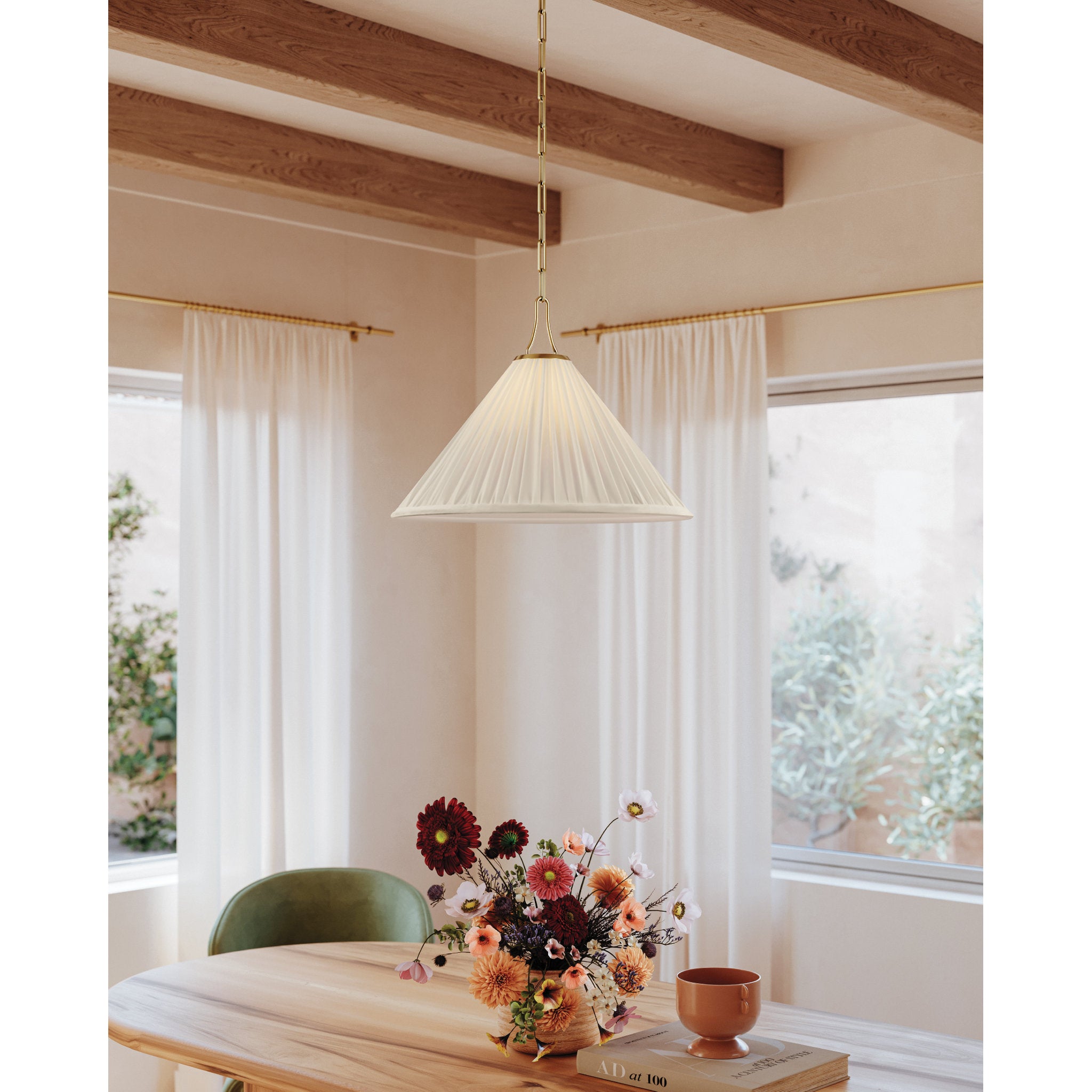 Merida 1-Light Pendant in Aged Brass 22W x 16.5H