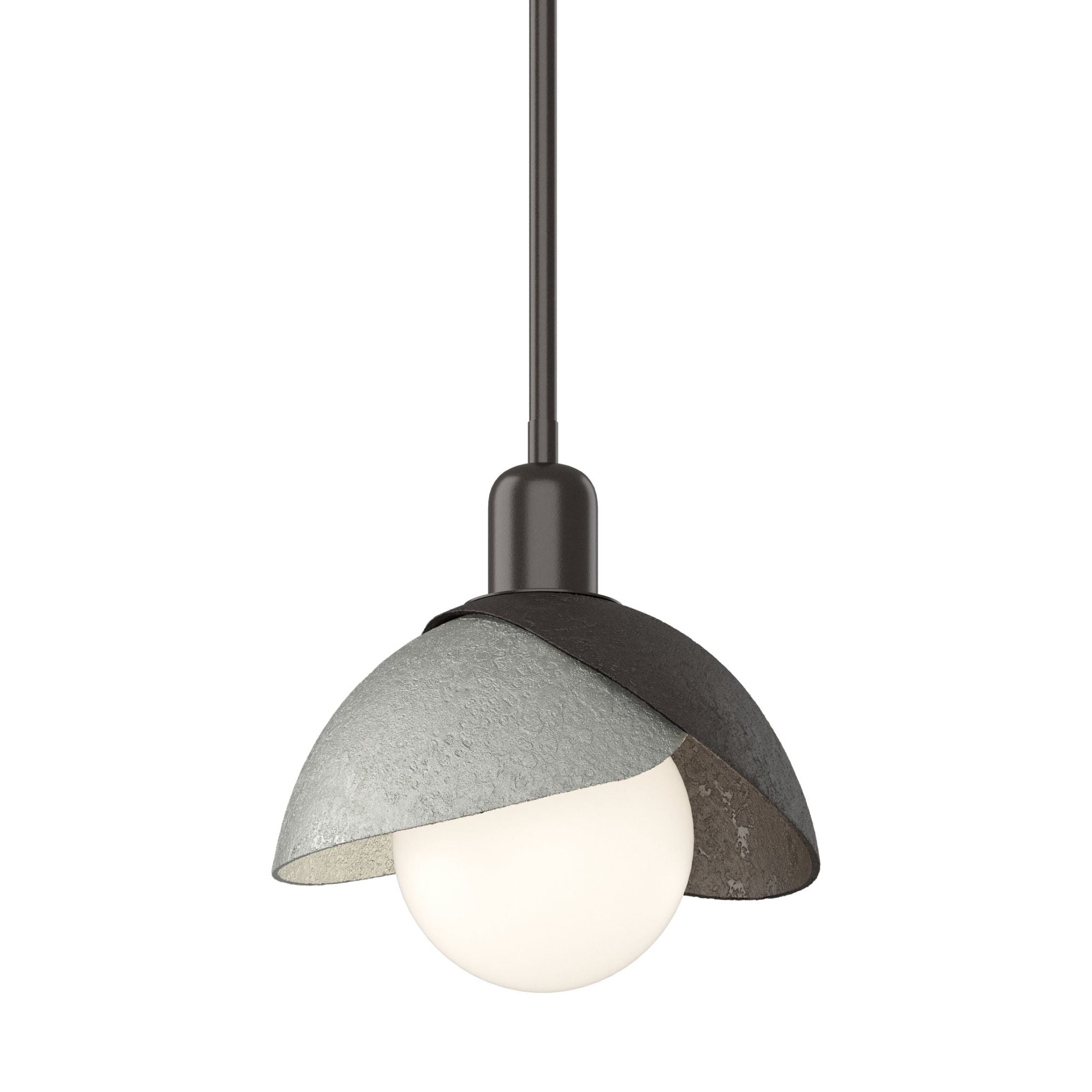 Brooklyn Double Shade Mini Pendant 1-Light Sterling Accent in Oil Rubbed Bronze
