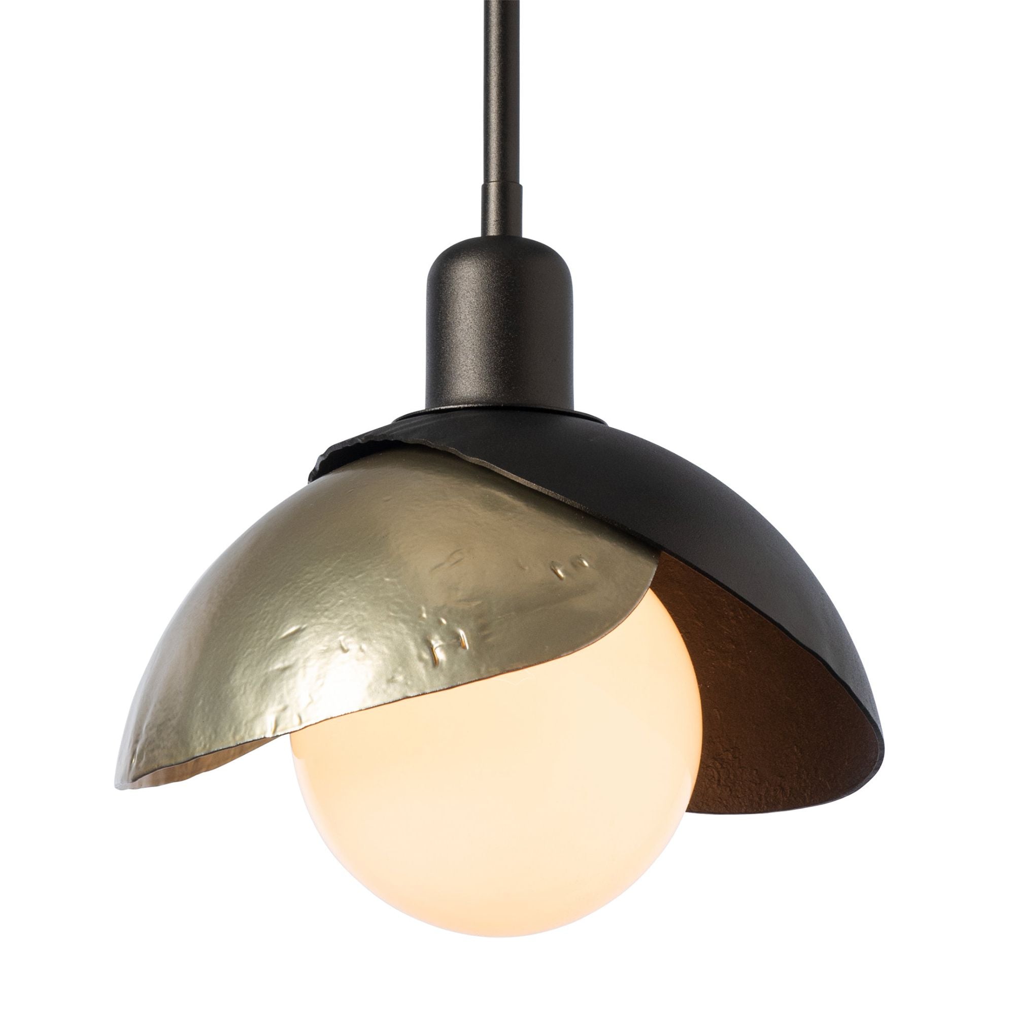 Brooklyn Double Shade Mini Pendant 1-Light Modern Brass Accent in Oil Rubbed Bronze