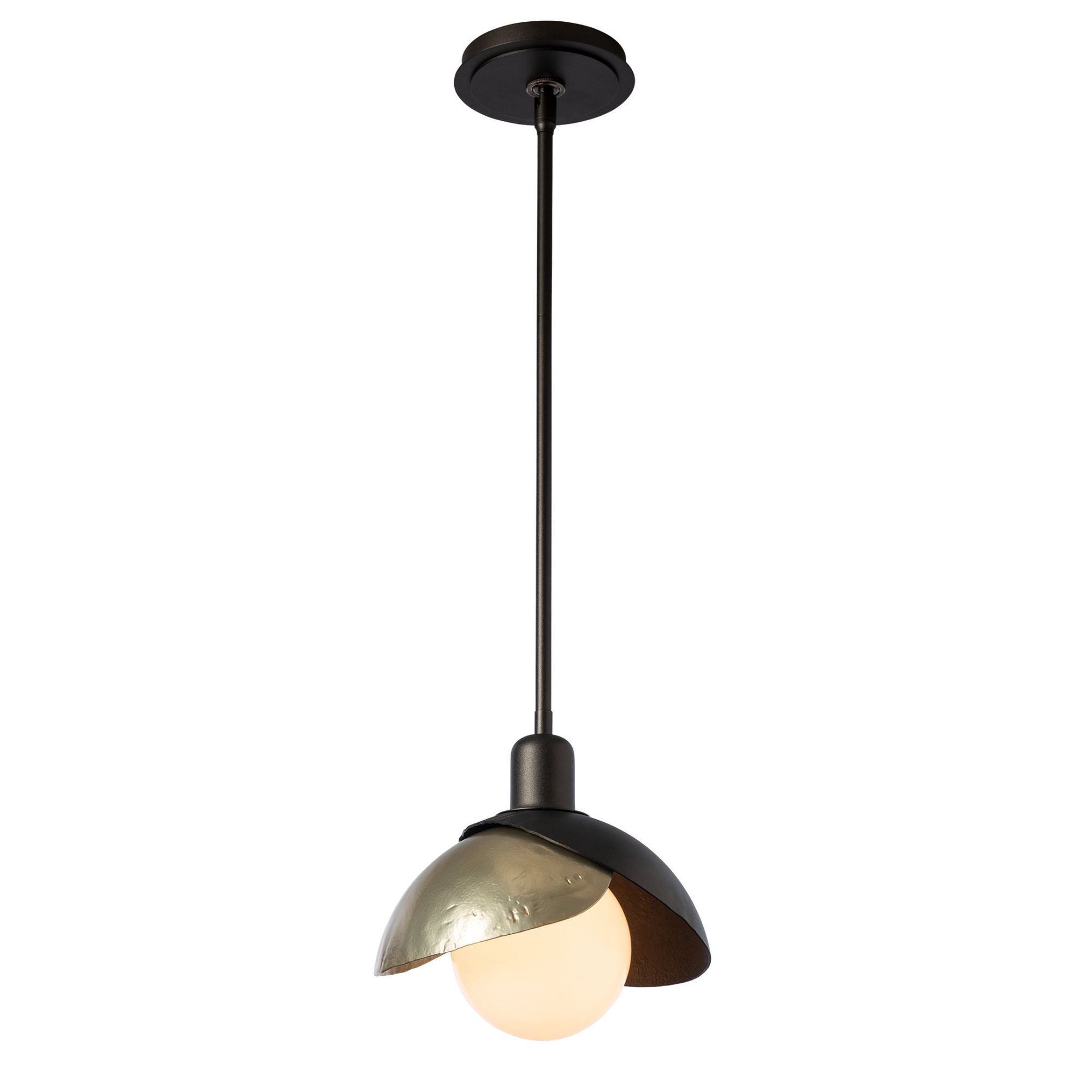 Brooklyn Double Shade Mini Pendant 1-Light Modern Brass Accent in Oil Rubbed Bronze