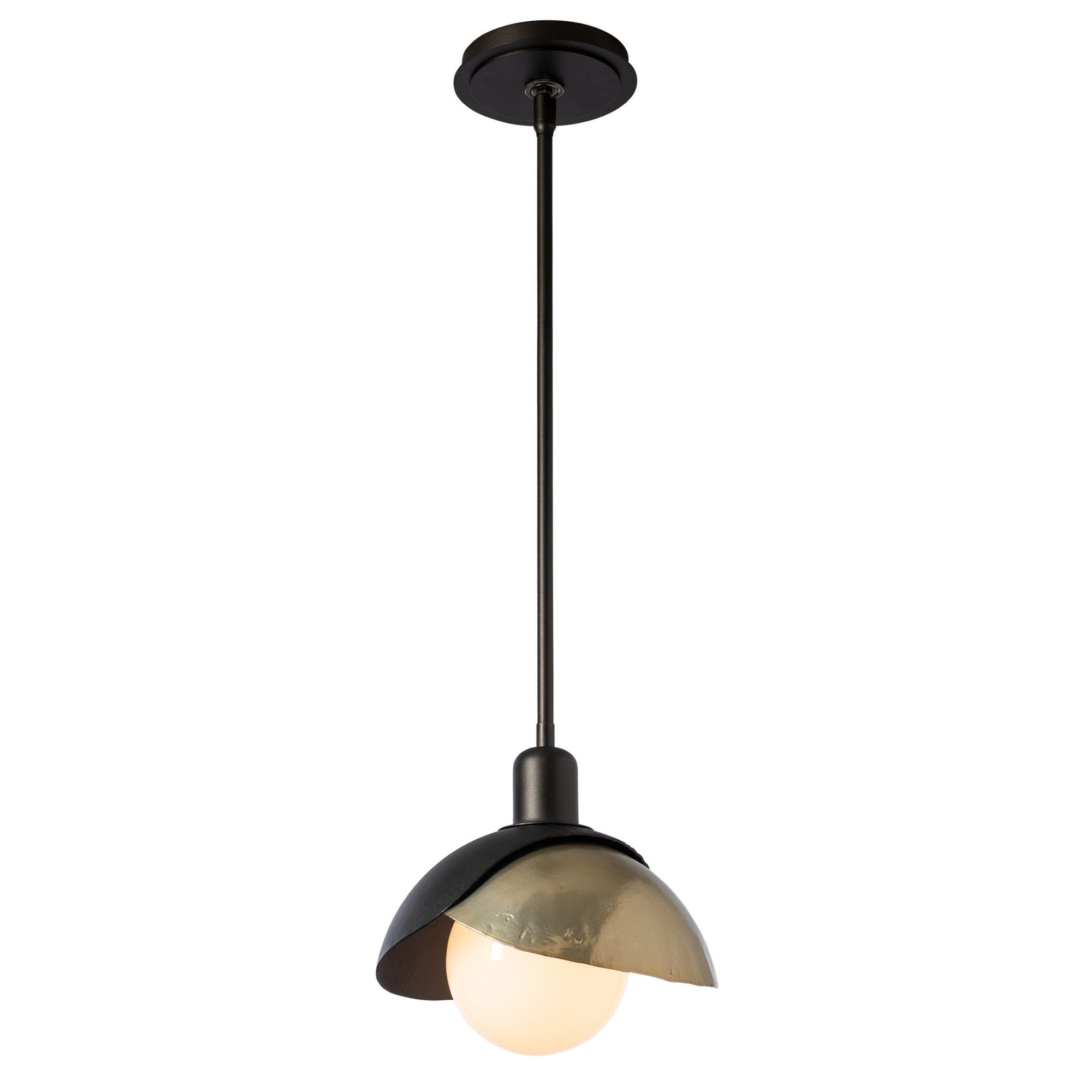 Brooklyn Double Shade Mini Pendant 1-Light Modern Brass Accent in Oil Rubbed Bronze